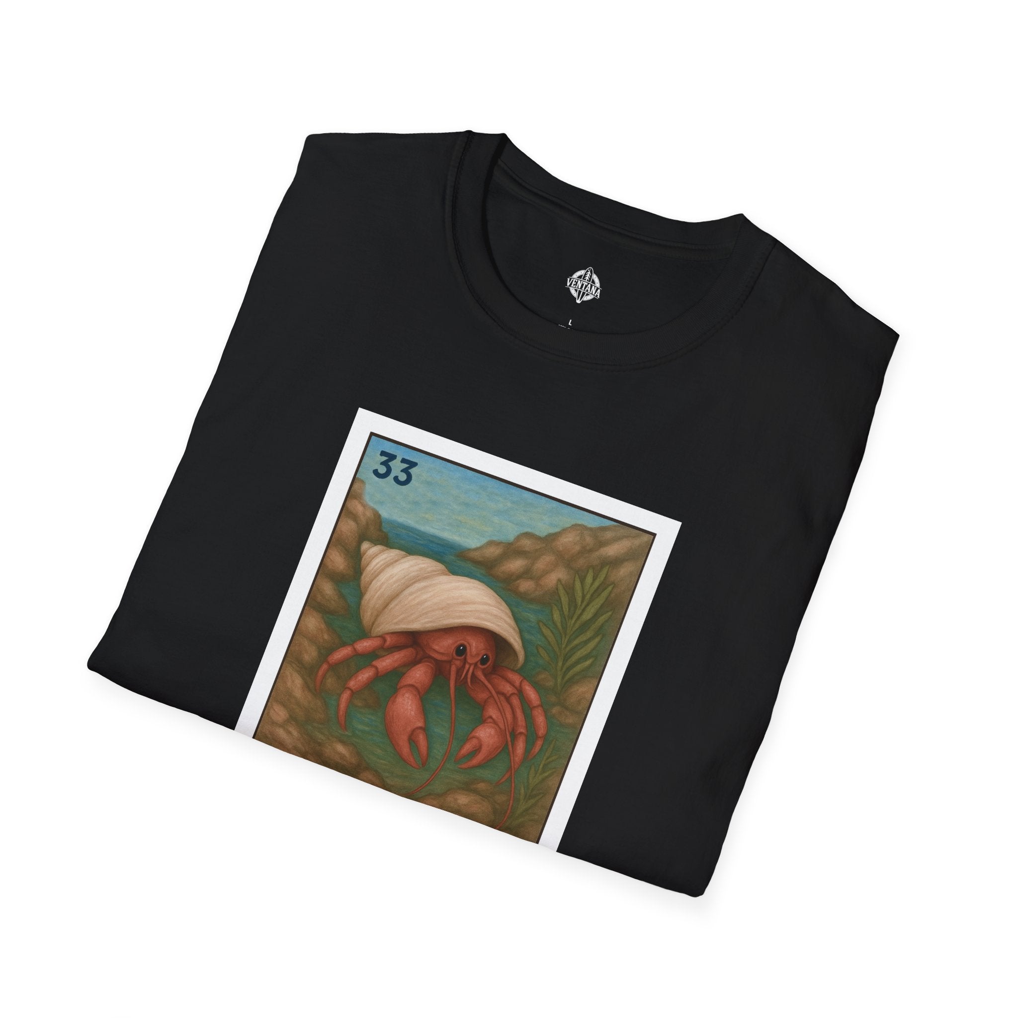 Hermit Crab Lotería Unisex - Soft Style U.S. Cotton T-Shirt (El Cangrejo Ermitaño)