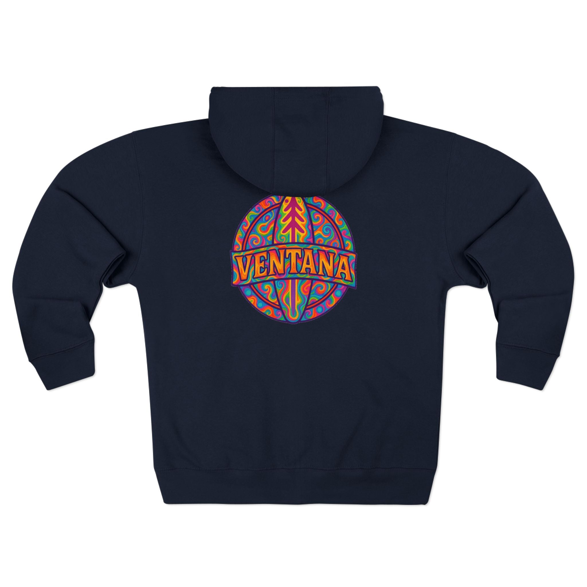 Ventana Psychedelic Treefish Logo Unisex - Zip Cotton Blend Fleece Hoodie