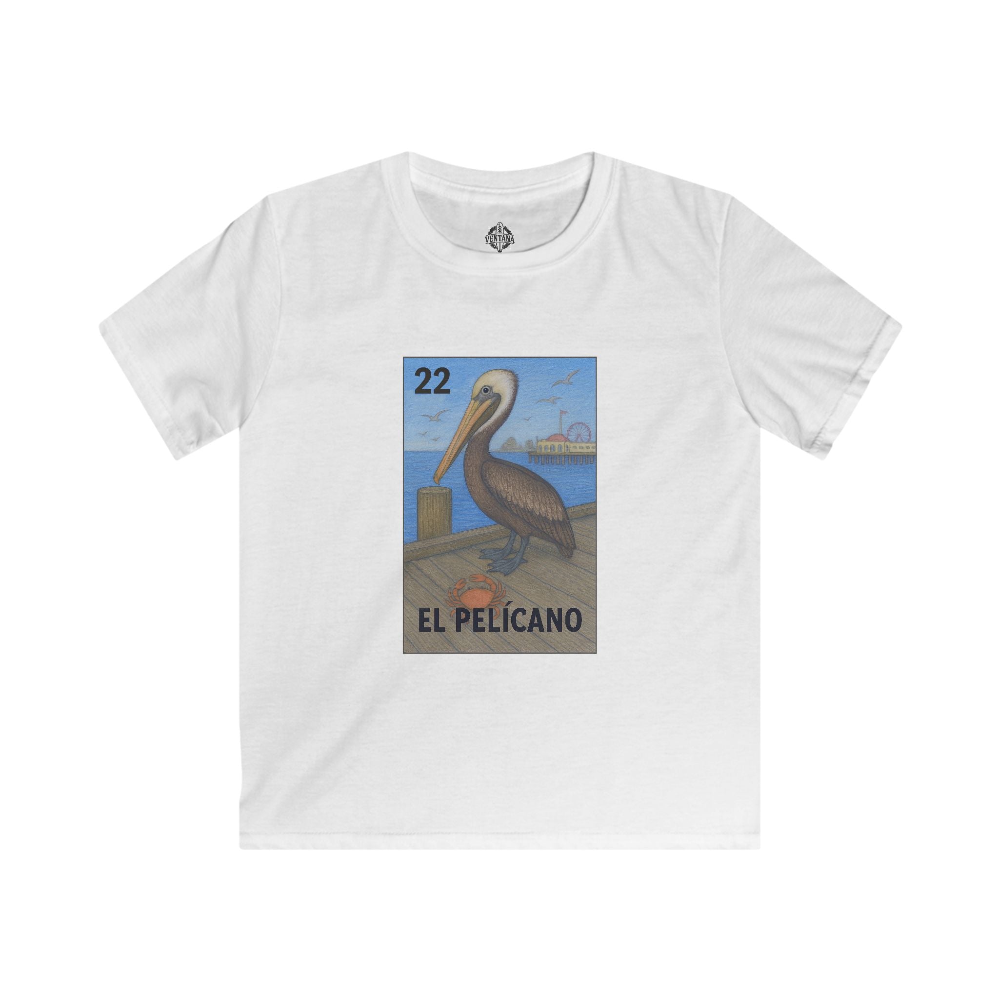 Pelican Lotería Kids - Soft Style U.S. Cotton T-Shirt (El Pelícano)