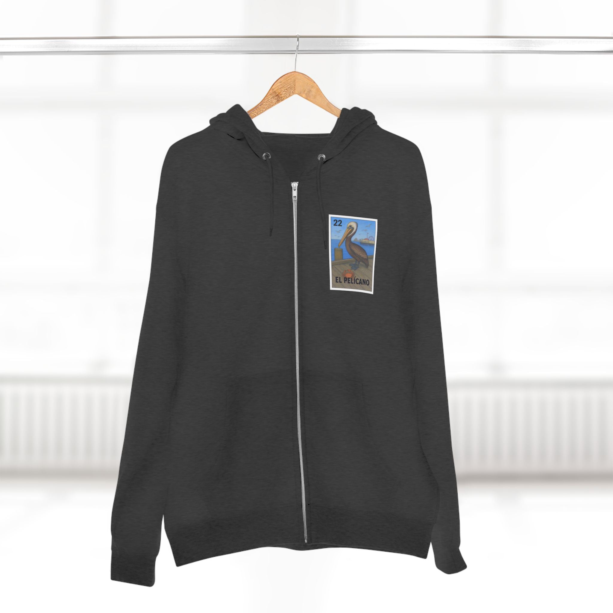 Pelican Lotería Unisex - Zip Cotton Blend Fleece Hoodie (El Pelícano)