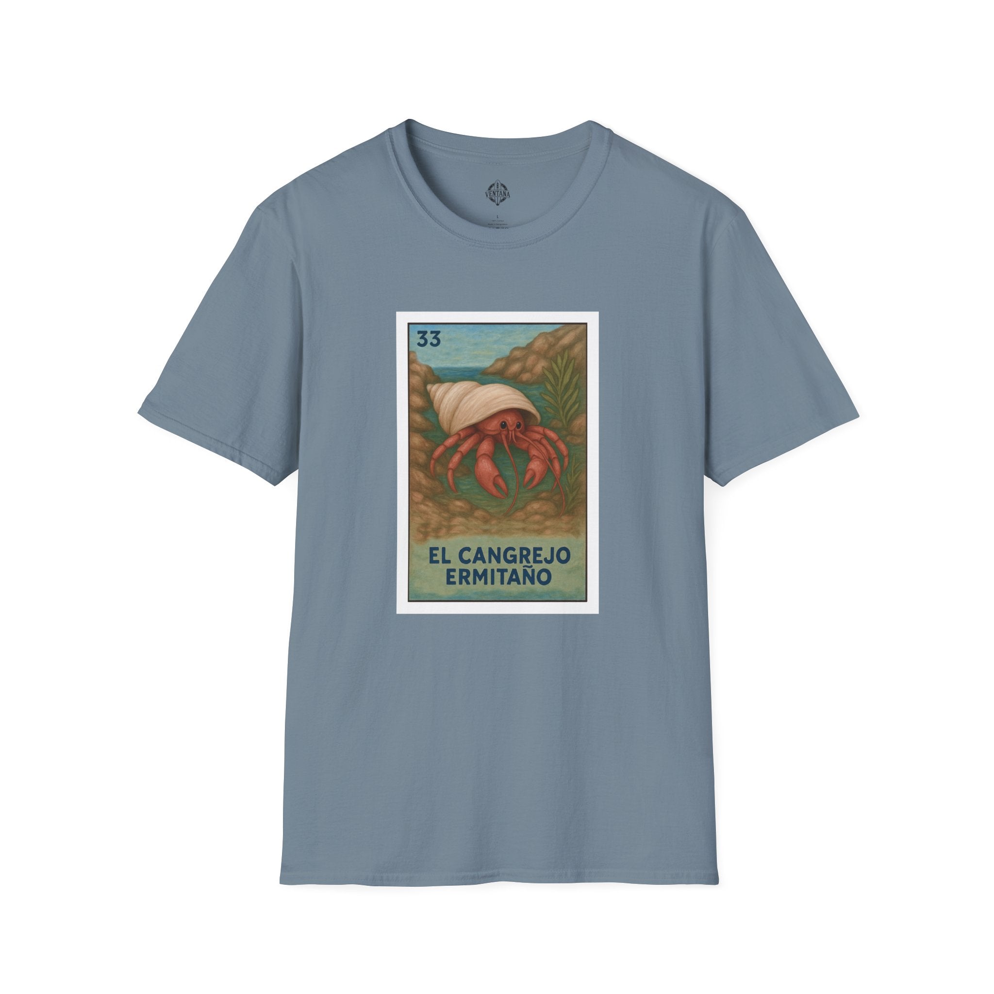 Hermit Crab Lotería Unisex - Soft Style U.S. Cotton T-Shirt (El Cangrejo Ermitaño)
