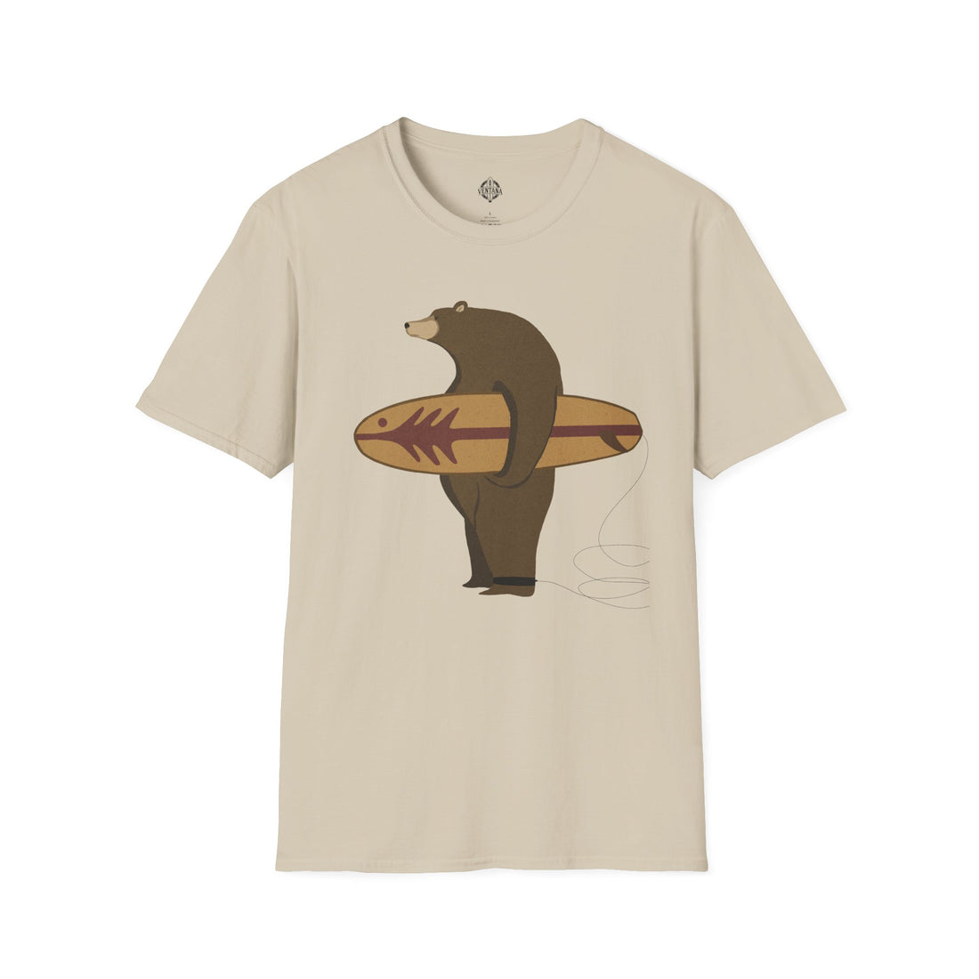 Surfing Grizzly Bear by Fabian Lavater Unisex - Soft Style U.S. Cotton T-Shirt