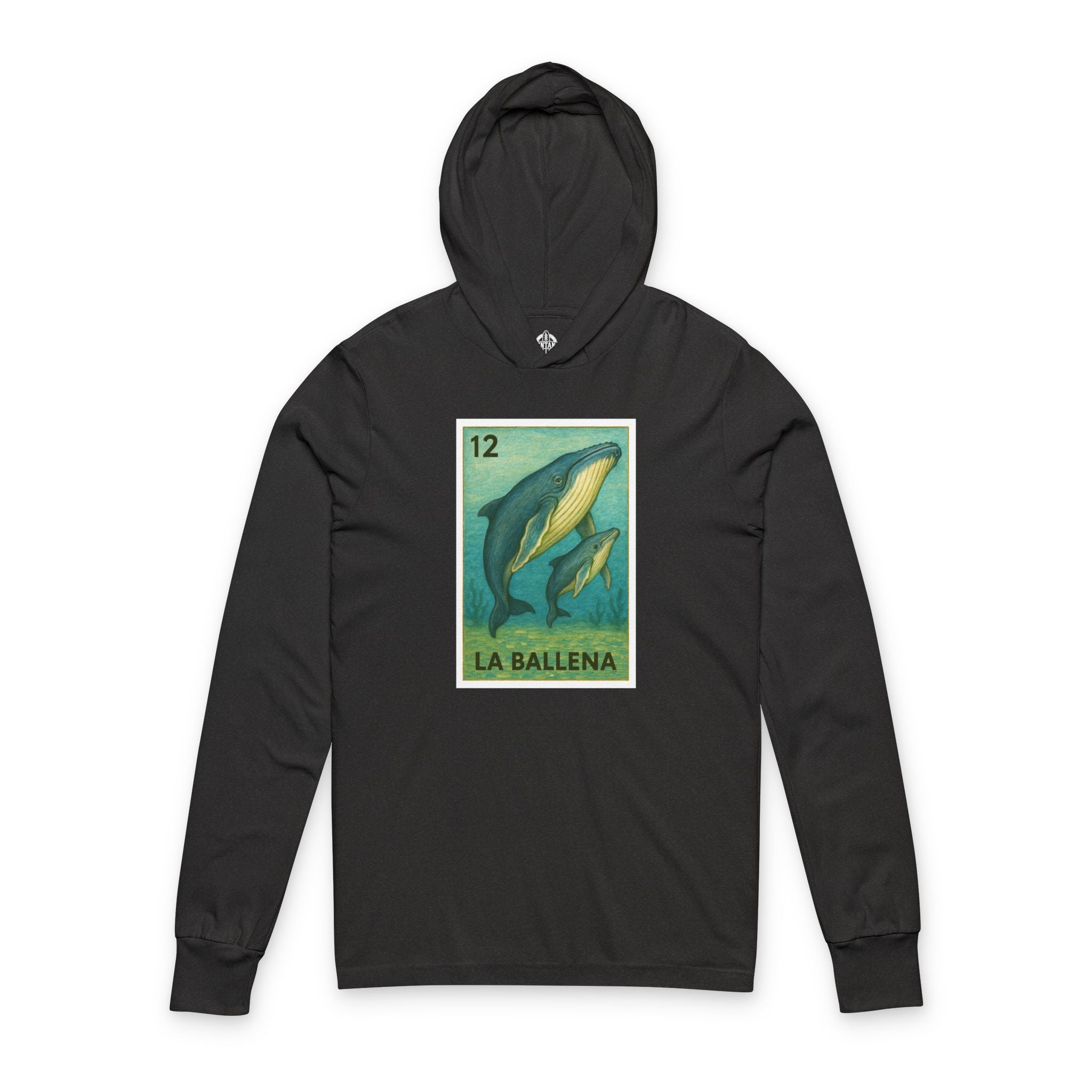 Whale Lotería Unisex - Cotton Hooded Long Sleeve Hooded T-Shirt (La Ballena)