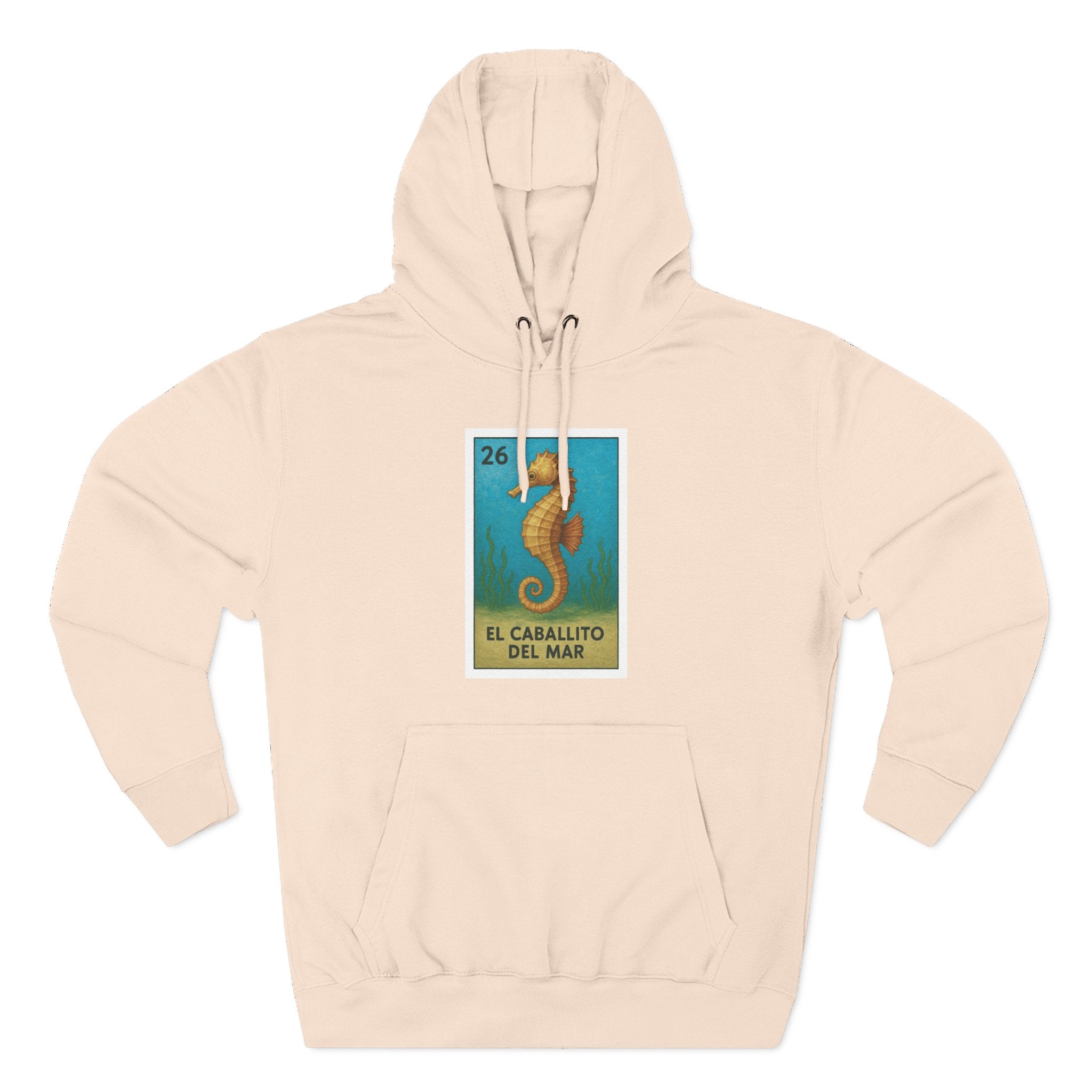 Seahorse Lotería Unisex - Pull-Over Cotton Blend Fleece Hoodie (El Caballito del Mar)