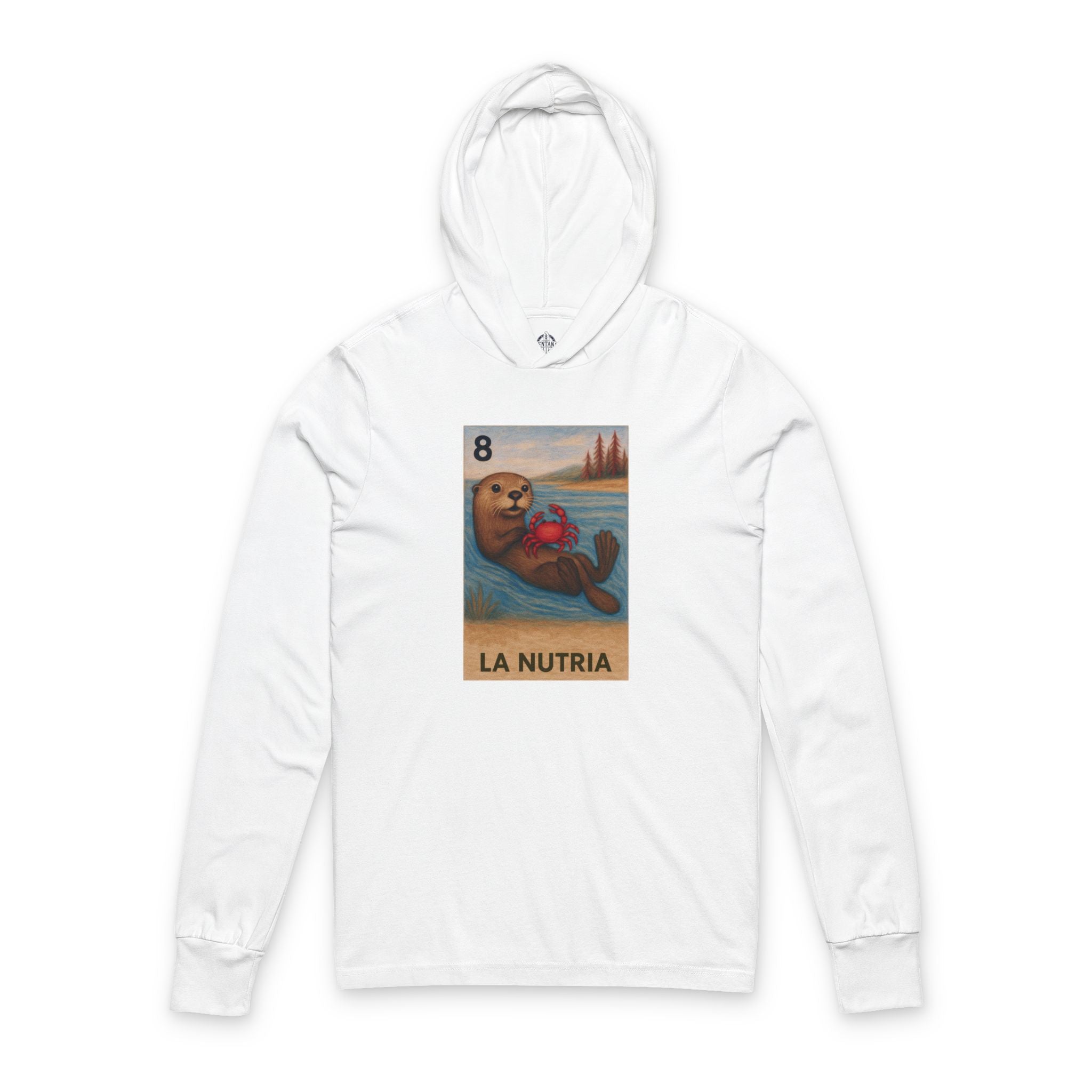 Sea Otter Lotería Unisex - Cotton Hooded Long Sleeve Hooded T-Shirt (La Nutria)
