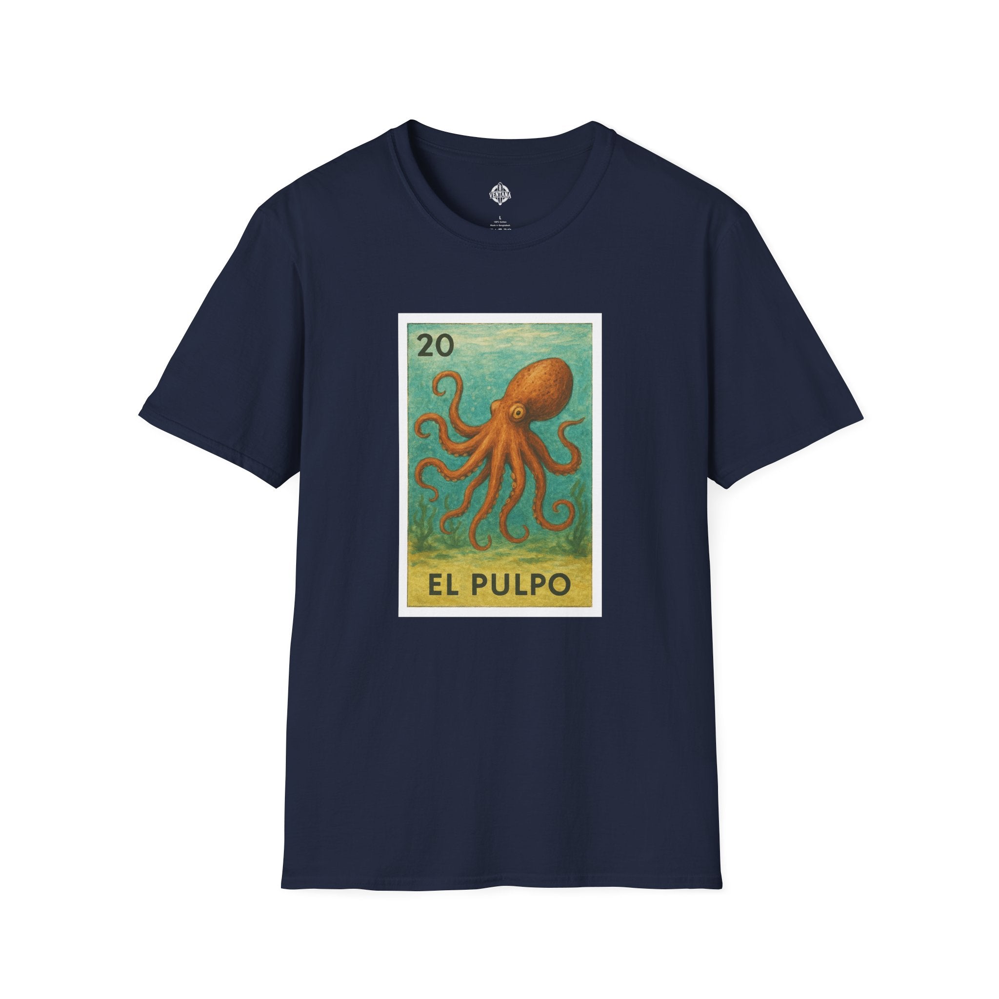 Octopus Lotería Unisex - Soft Style U.S. Cotton T-Shirt (El Pulpo)