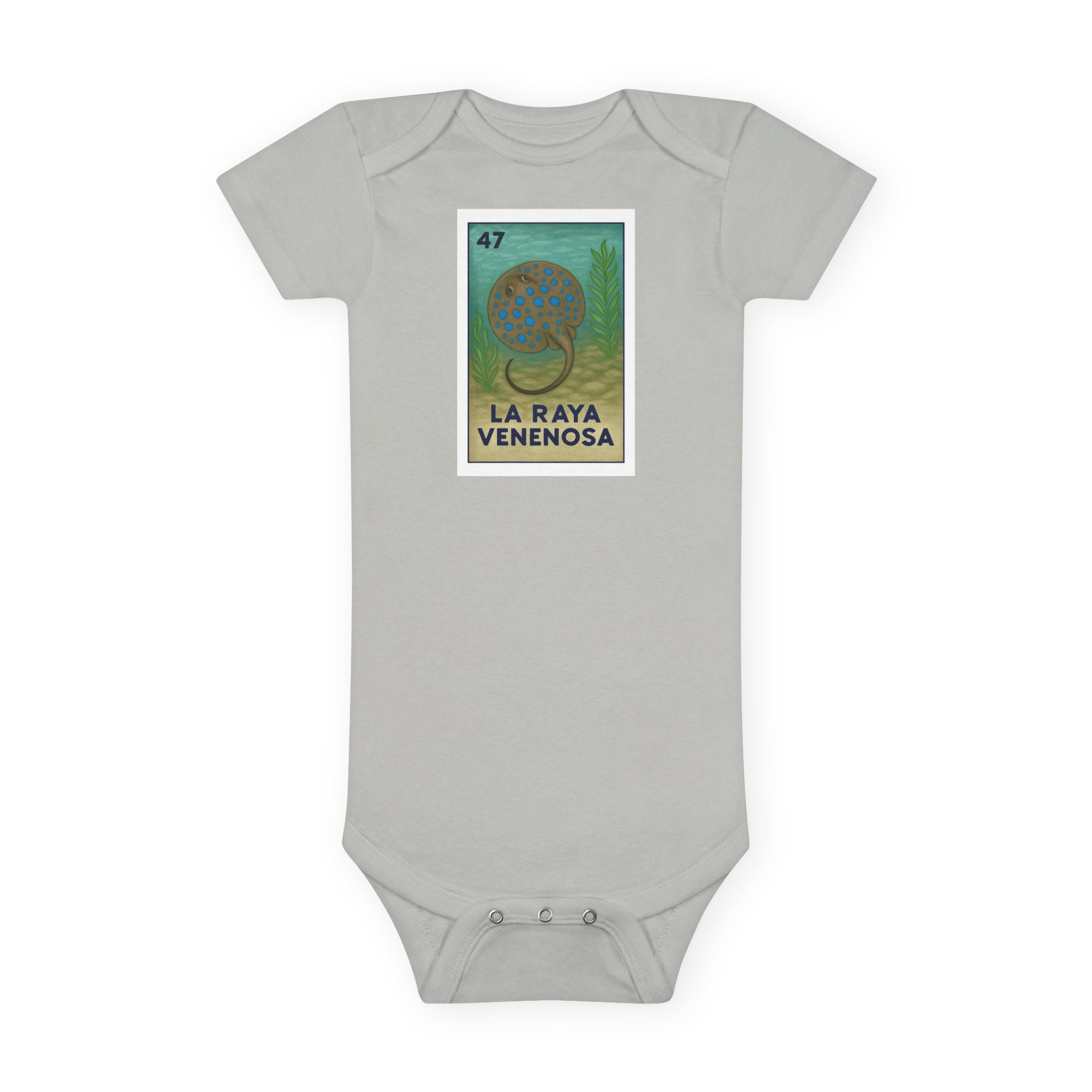Stingray Lotería - Baby Short Sleeve 100% Cotton Onesie (La Raya Venenosa)