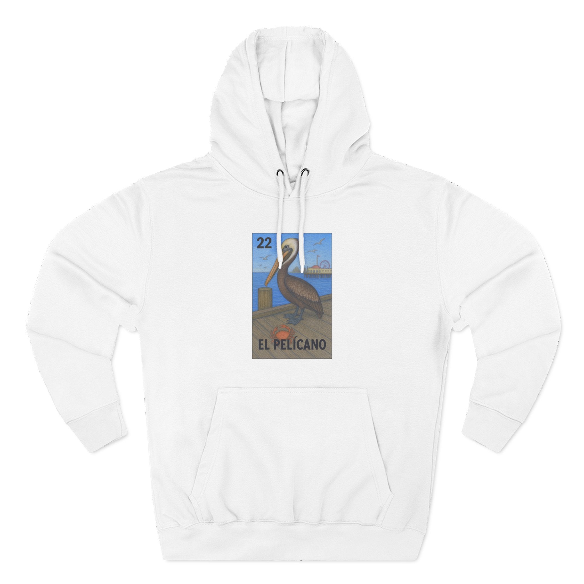 Pelican Lotería Unisex - Pull-Over Cotton Blend Fleece Hoodie (El Pelícano)