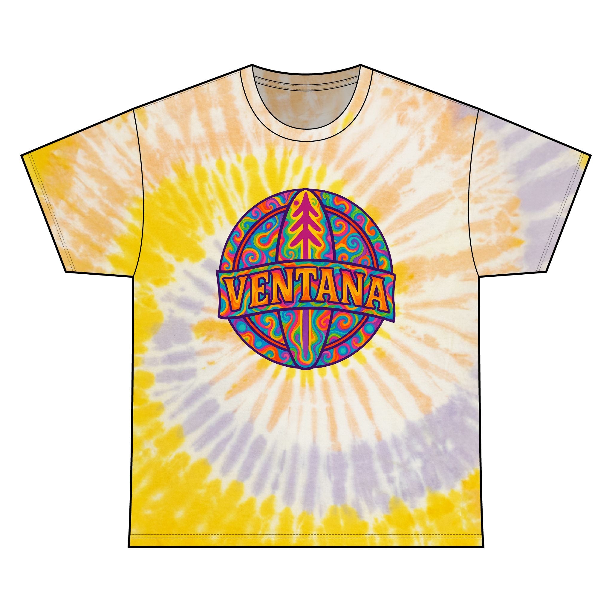 Ventana Psychedelic Treefish Logo Tie Dye Unisex - 100% Cotton T-Shirt