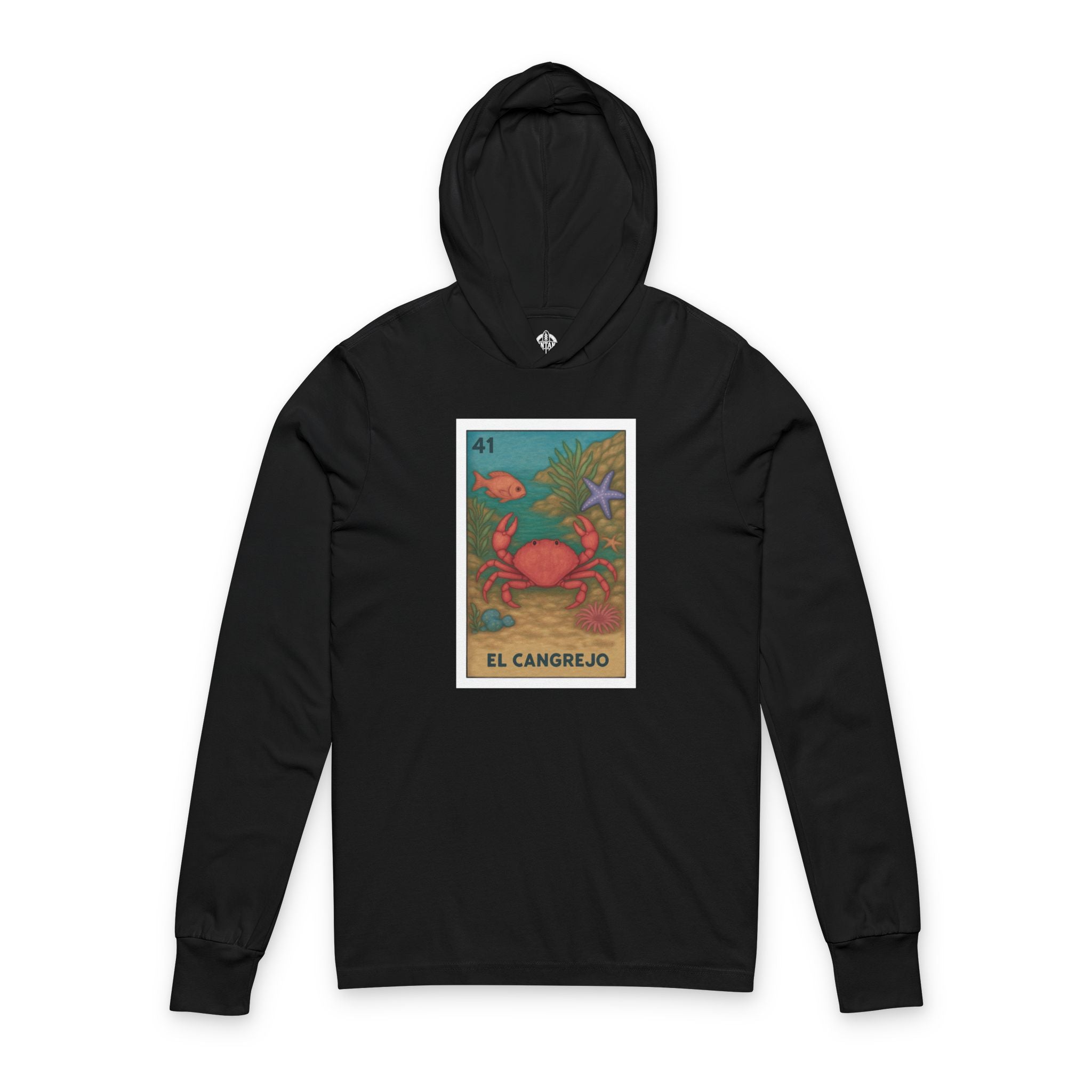 Crab Lotería Unisex - Cotton Hooded Long Sleeve Hooded T-Shirt (El Cangrejo)