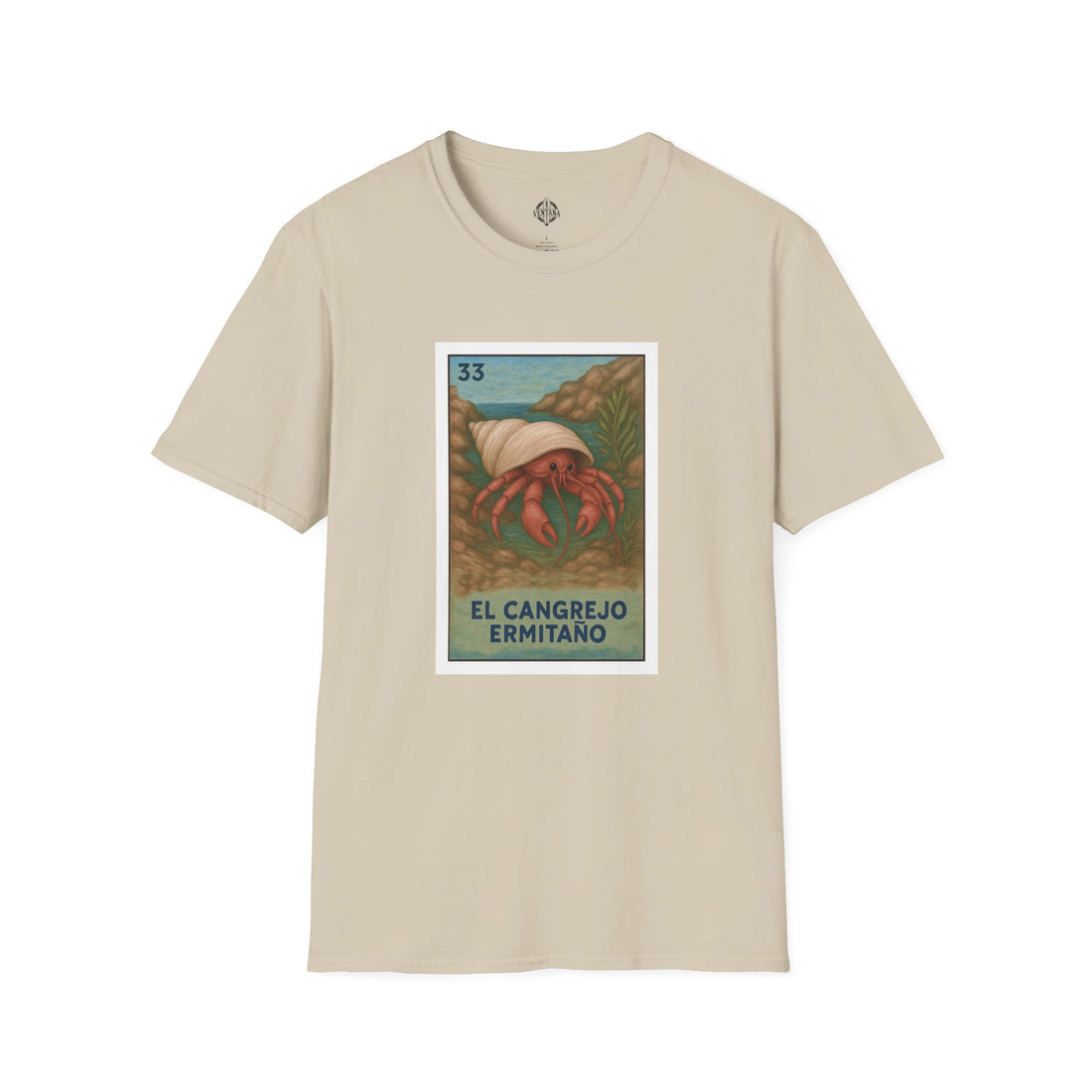 Hermit Crab Lotería Unisex - Soft Style U.S. Cotton T-Shirt (El Cangrejo Ermitaño)