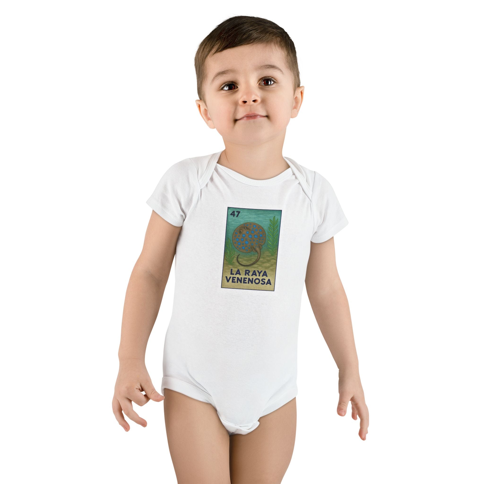 Stingray Lotería - Baby Short Sleeve 100% Cotton Onesie (La Raya Venenosa)