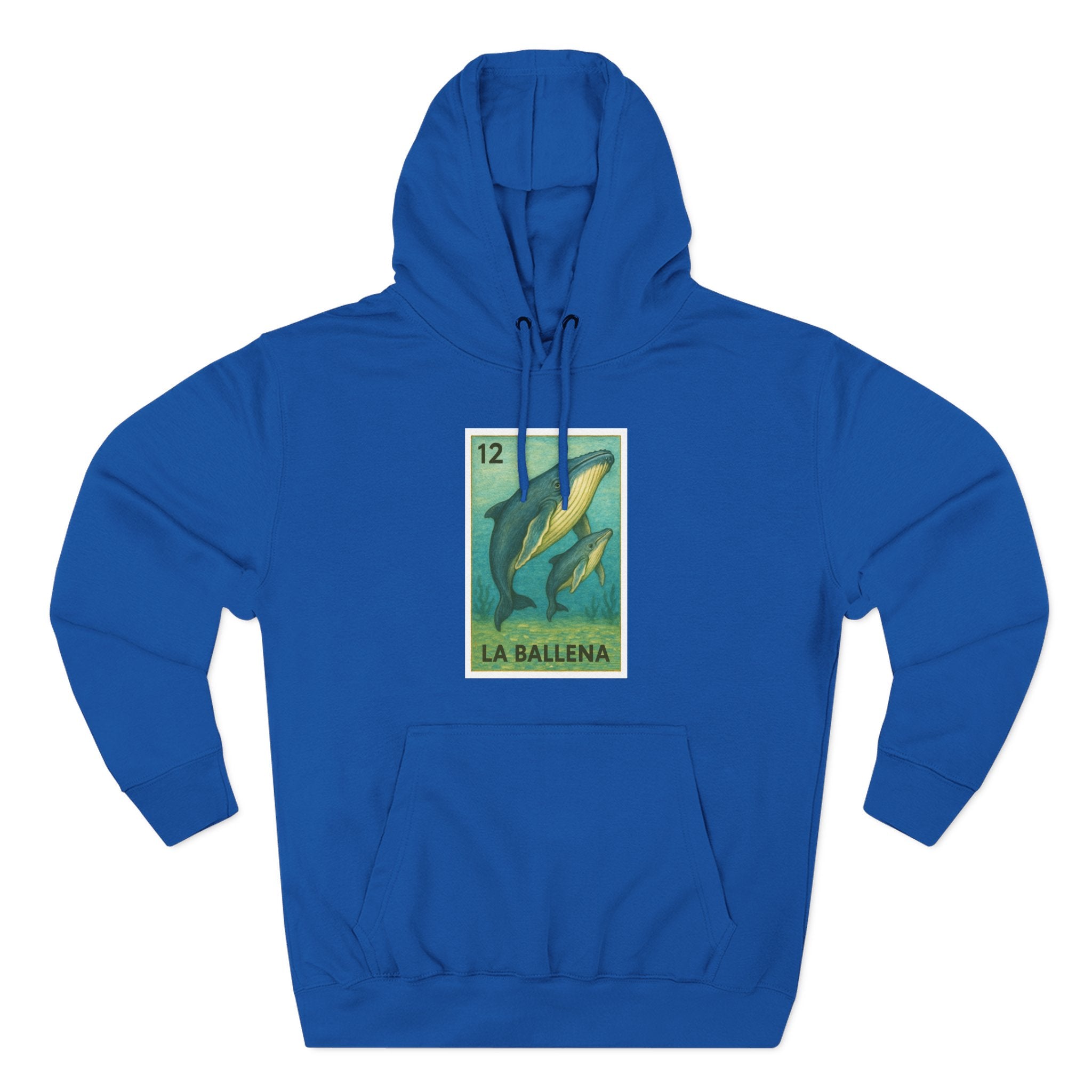 Whale Lotería Unisex - Pull-Over Cotton Blend Fleece Hoodie (La Ballena)
