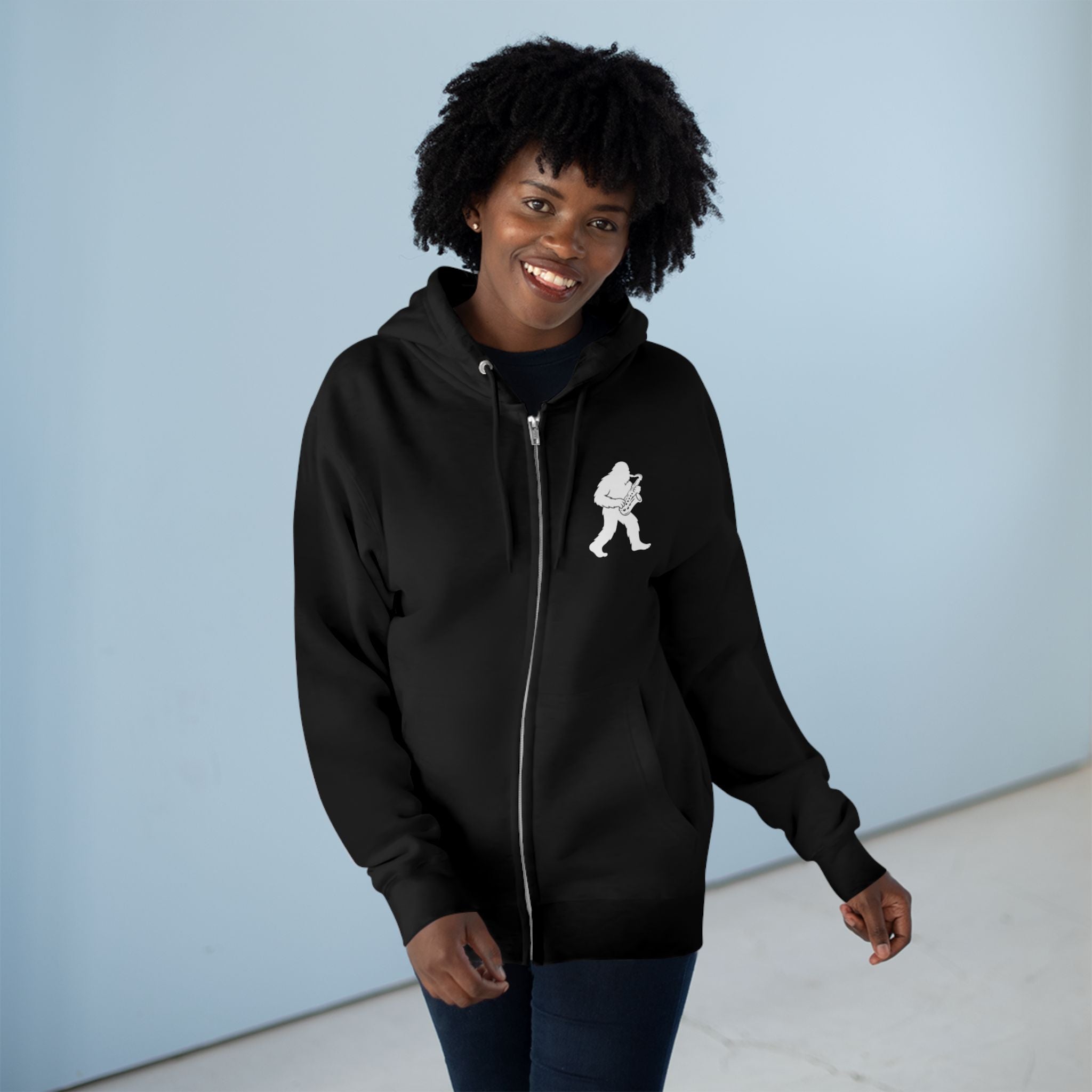 Ventana Saxsquatch Unisex - Zip Cotton Blend Fleece Hoodie