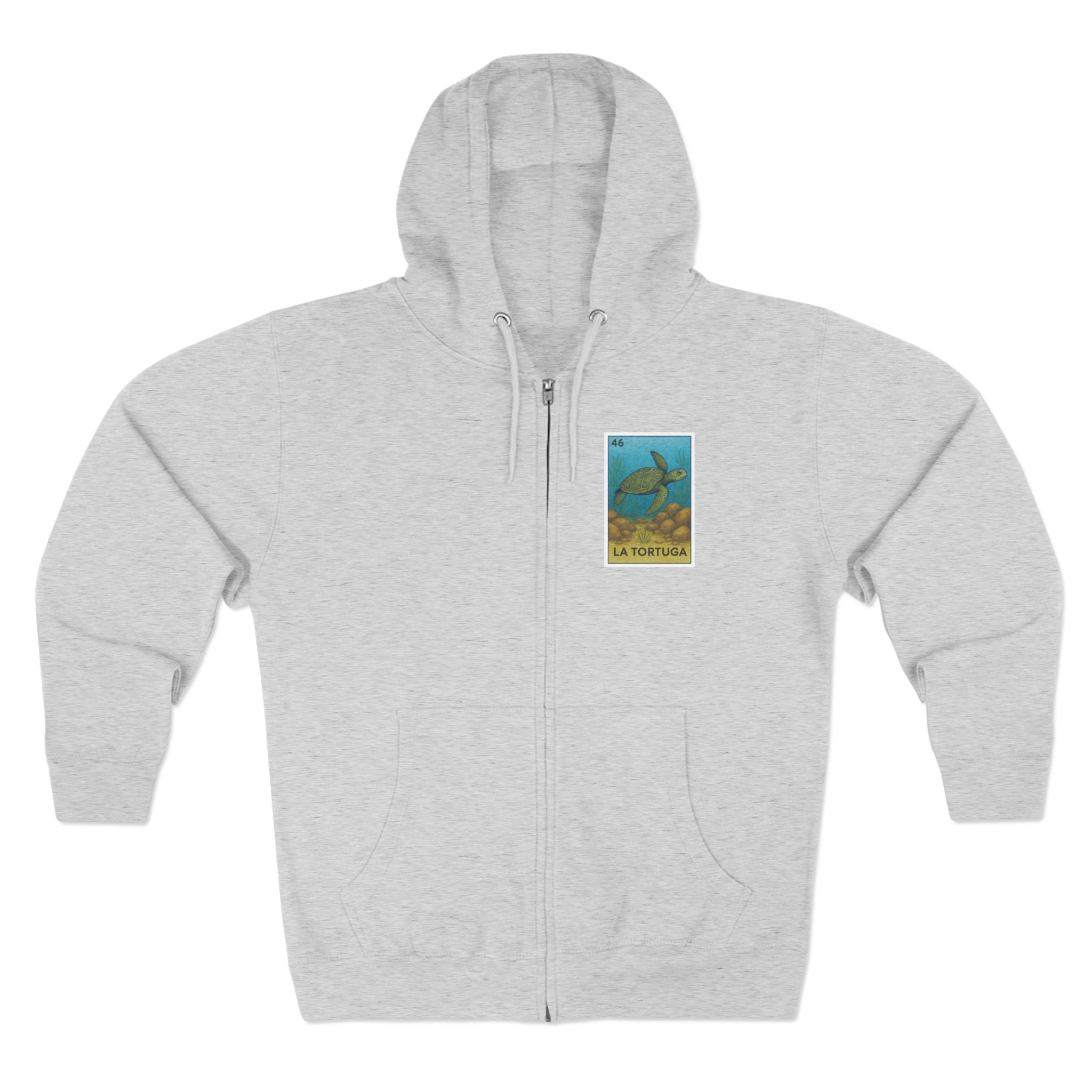 Turtle Lotería Unisex - Zip Cotton Blend Fleece Hoodie (La Tortuga)