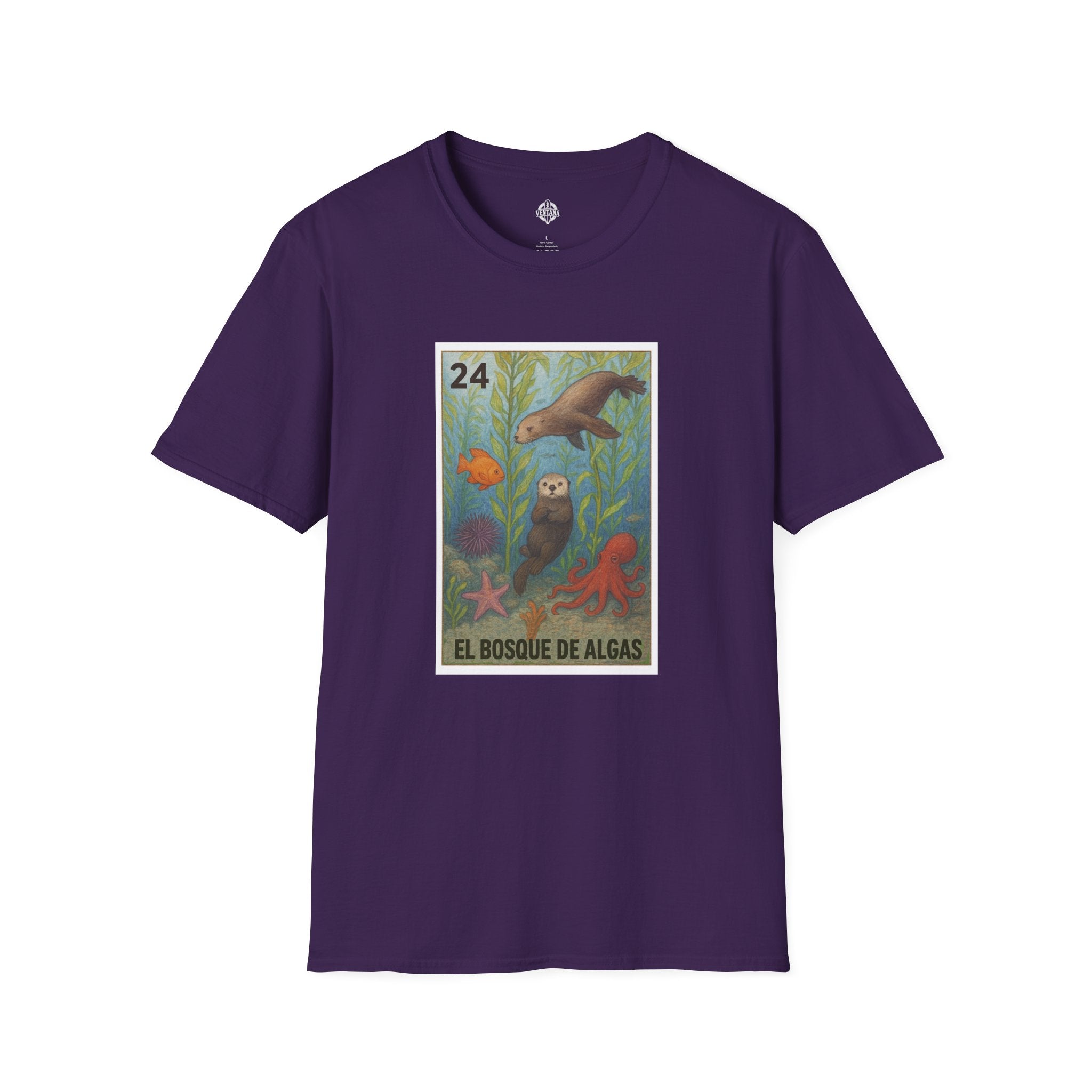 Kelp Forest Lotería Unisex - Soft Style U.S. Cotton T-Shirt (El Bosque de Algas)