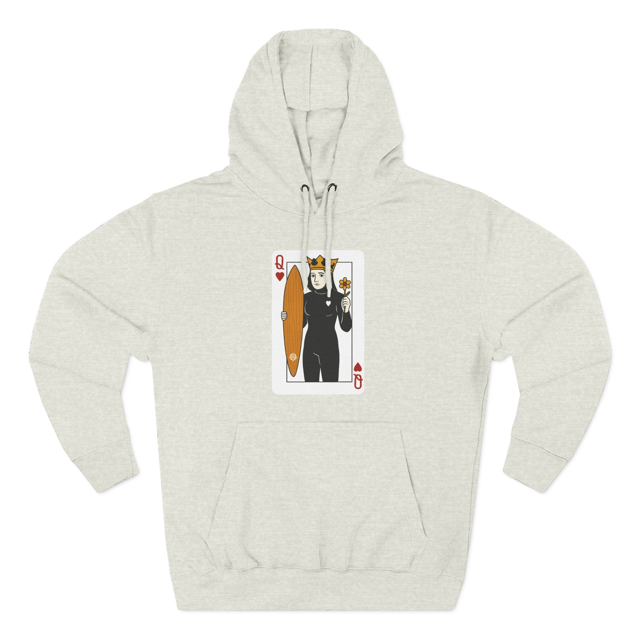Queen of Hearts Surfer Unisex - Pull-Over Cotton Blend Fleece Hoodie