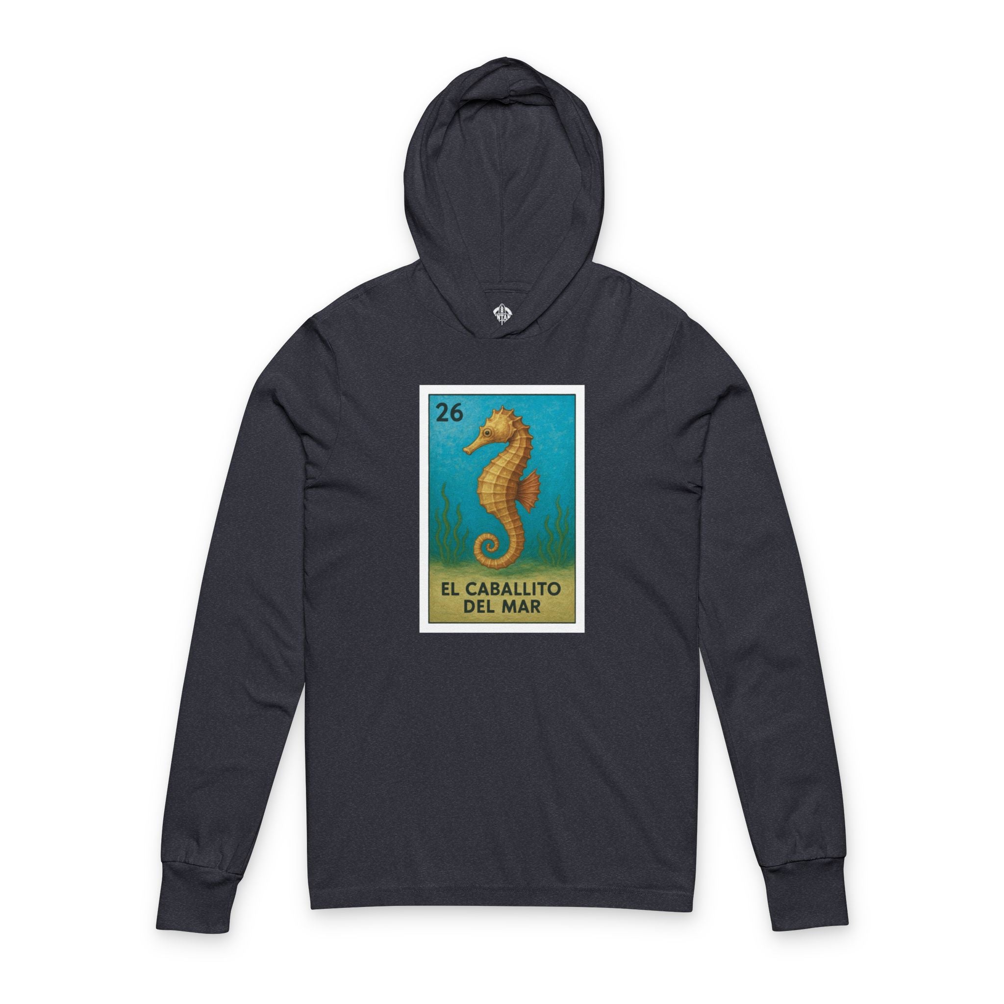Seahorse Lotería Unisex - Cotton Hooded Long Sleeve Hooded T-Shirt (El Caballito del Mar)