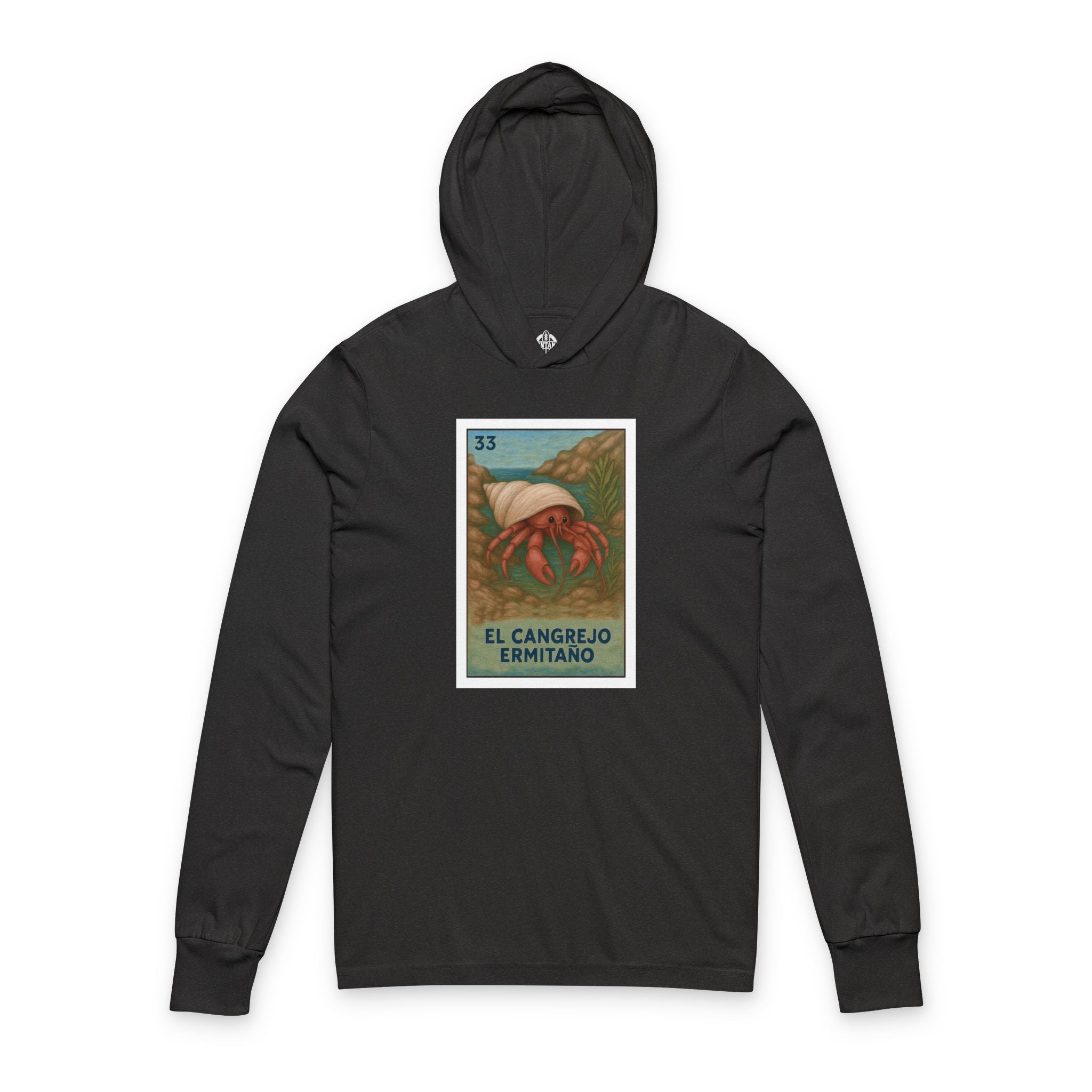 Hermit Crab Lotería Unisex - Cotton Hooded Long Sleeve Hooded T-Shirt (El Cangrejo Ermitaño)
