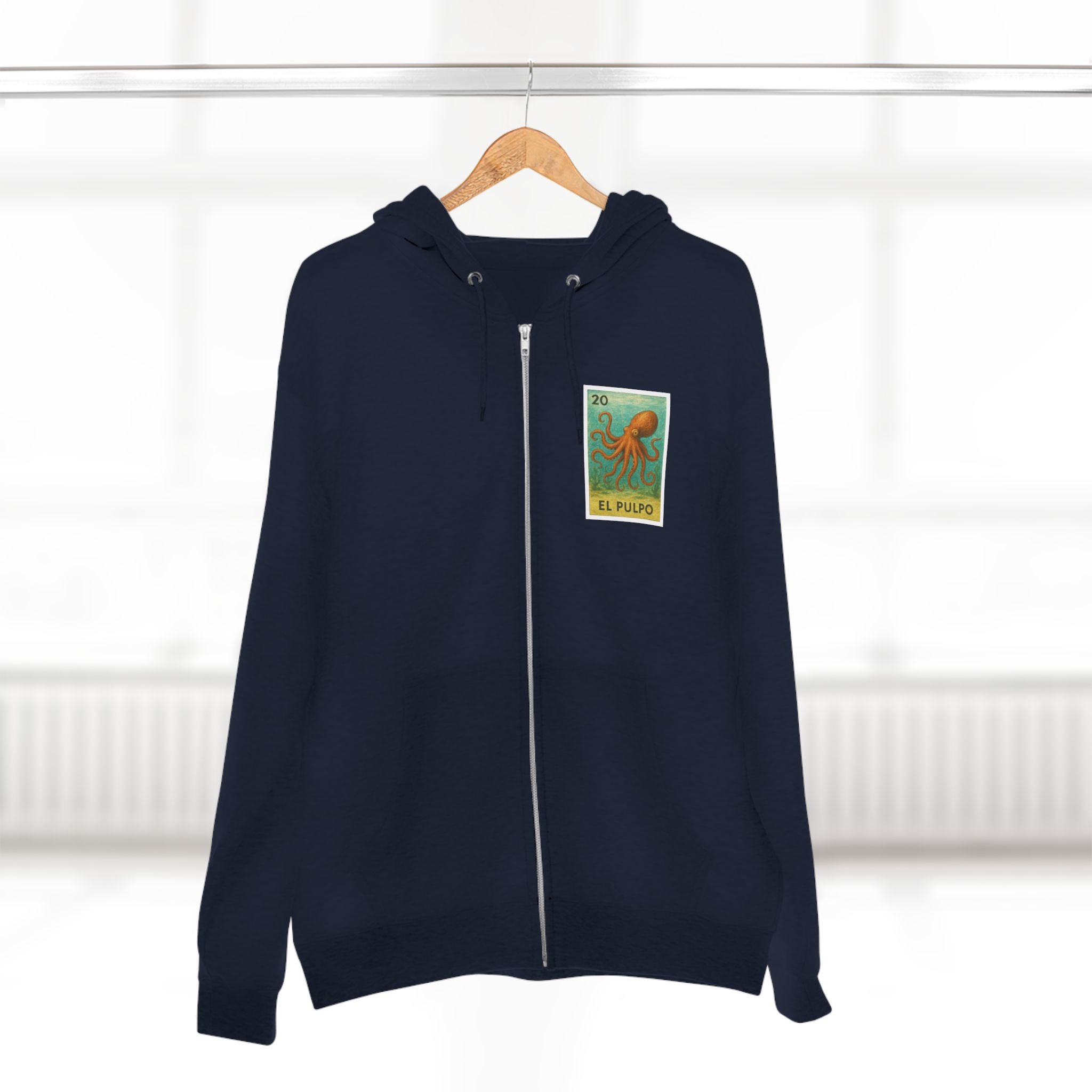 Octopus Lotería Unisex - Zip Cotton Blend Fleece Hoodie (El Pulpo)