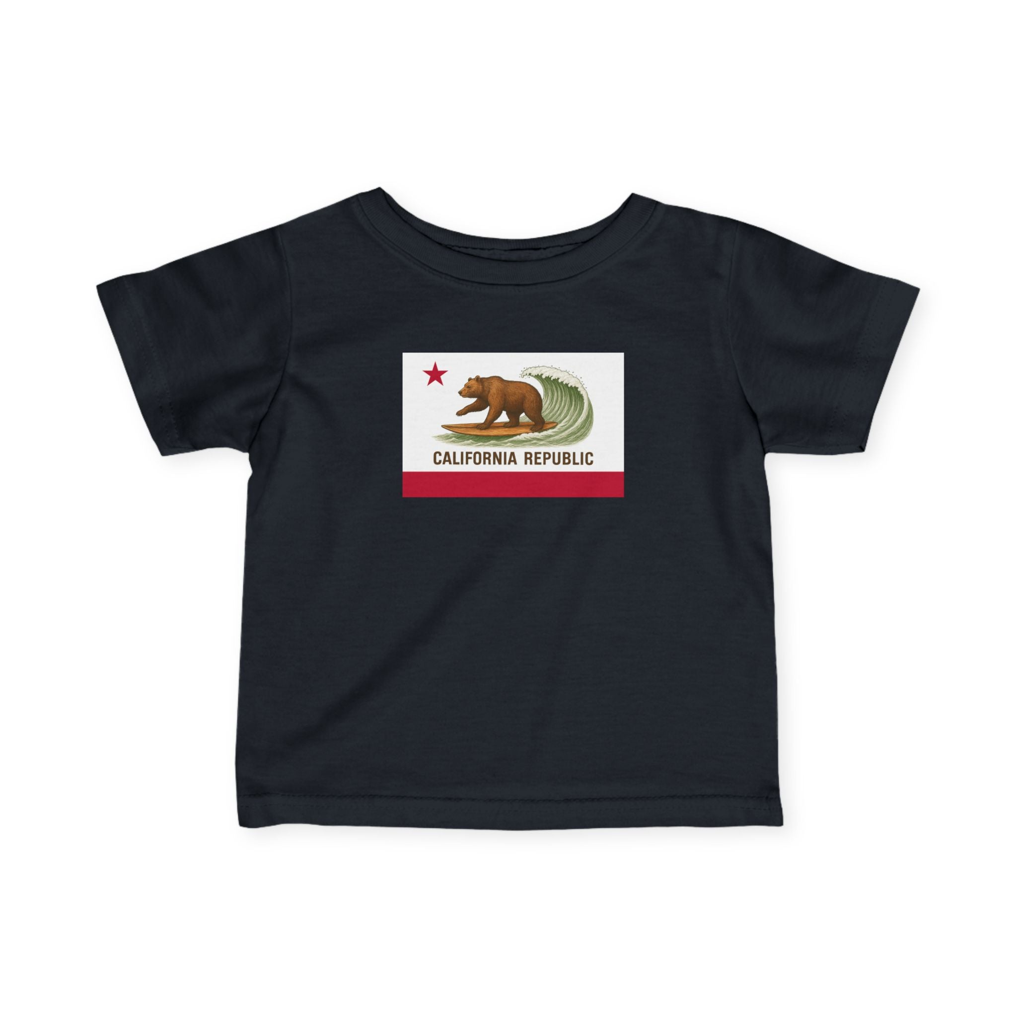California Surfing Bear Flag - Infant 100% Cotton T-Shirt