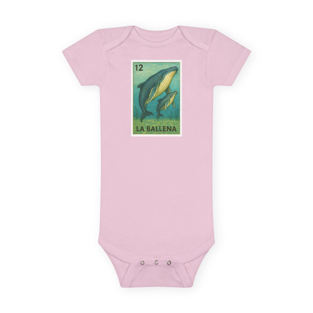 Whale Lotería - Baby Short Sleeve 100% Cotton Onesie (La Ballena)