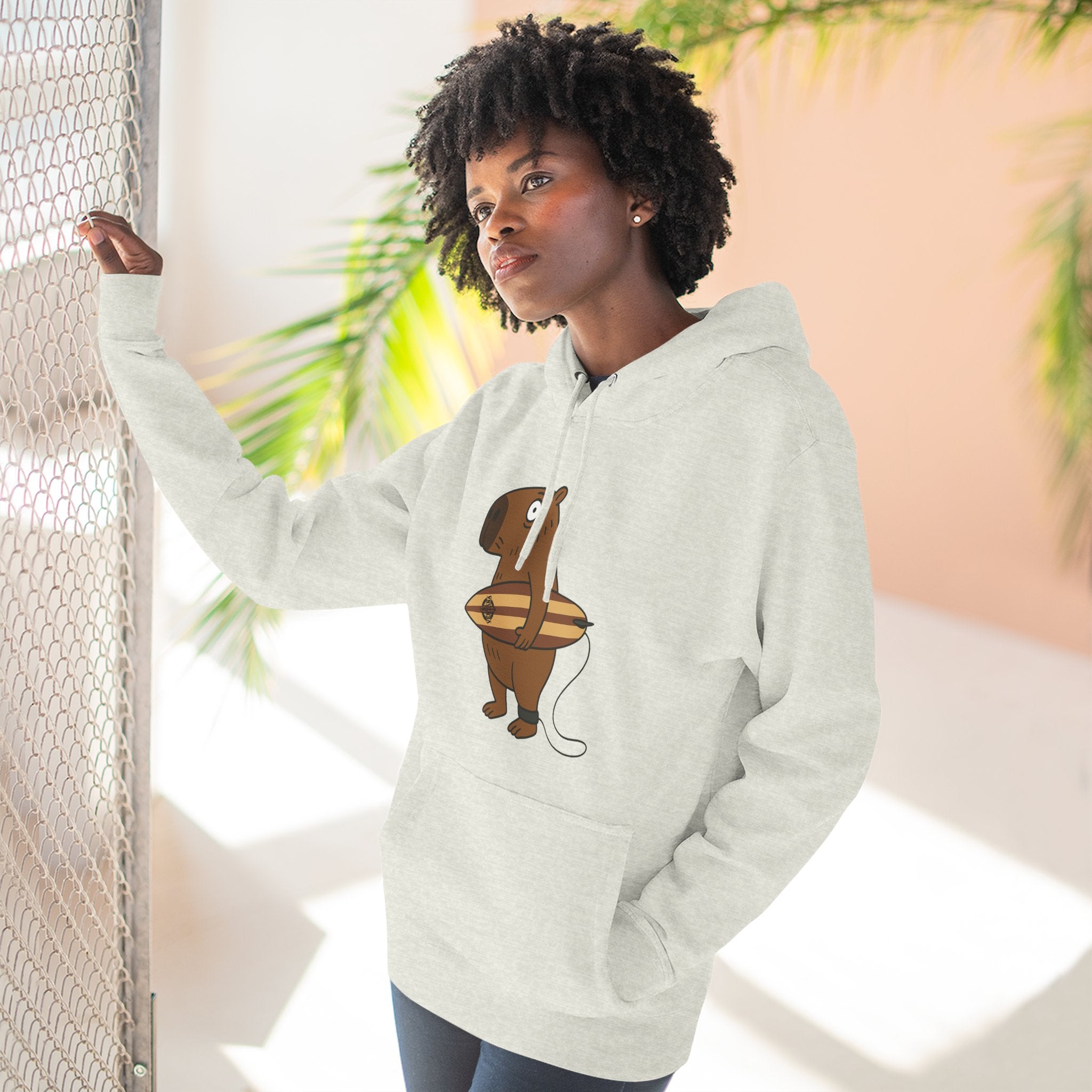 Capybara Surfer Unisex - Pull-Over Cotton Blend Fleece Hoodie