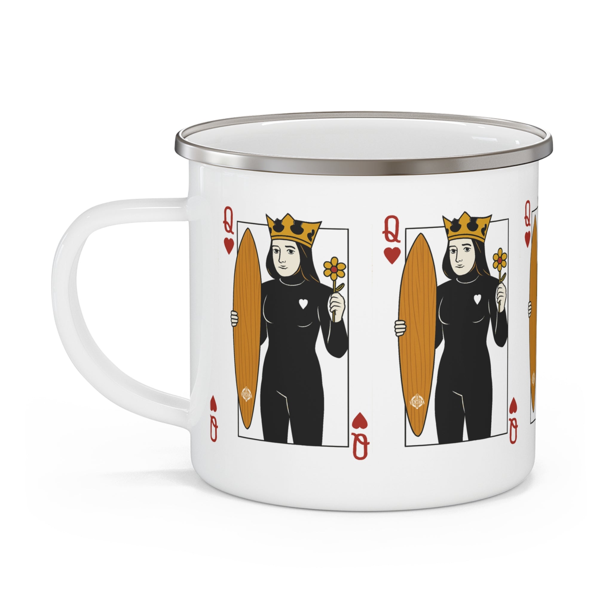 Queen of Hearts Enamel Camping Mug (12oz - small)