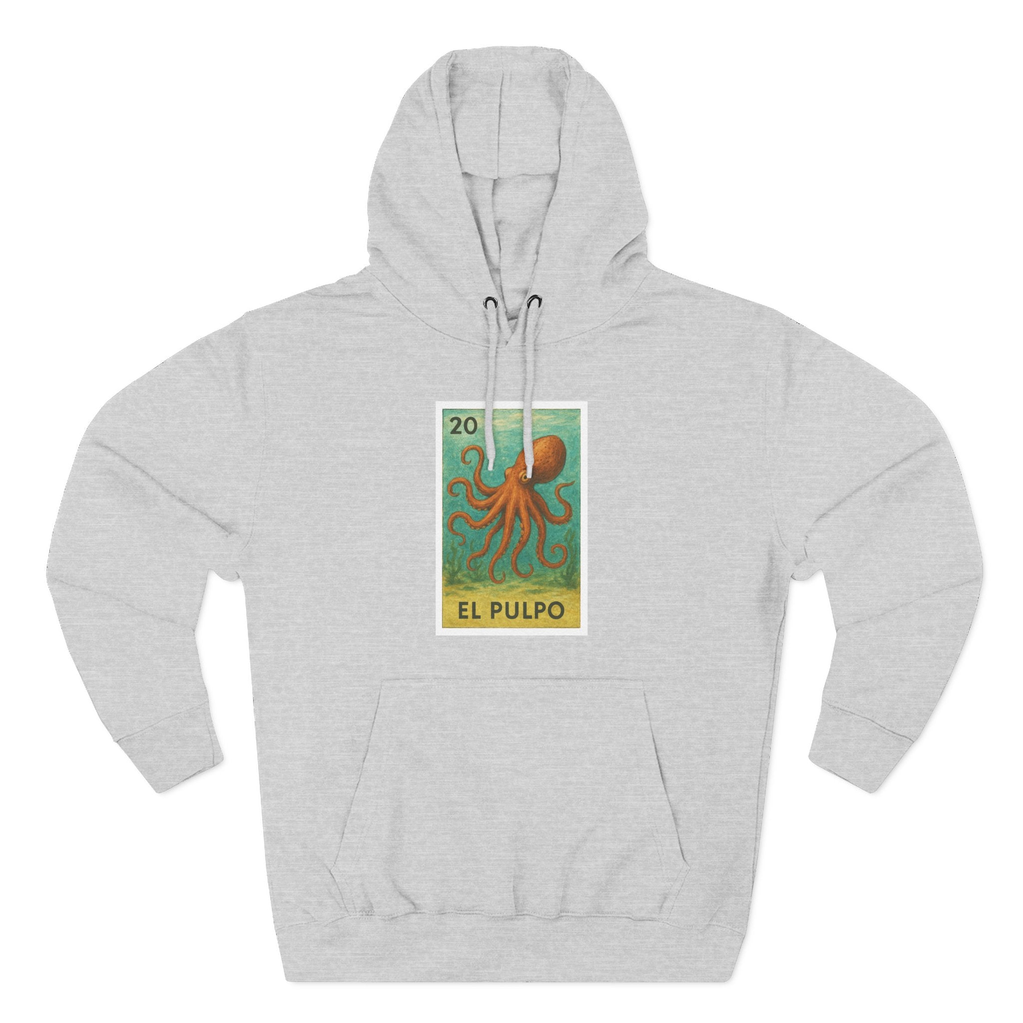 Octopus Lotería Unisex - Pull-Over Cotton Blend Fleece Hoodie (El Pulpo)