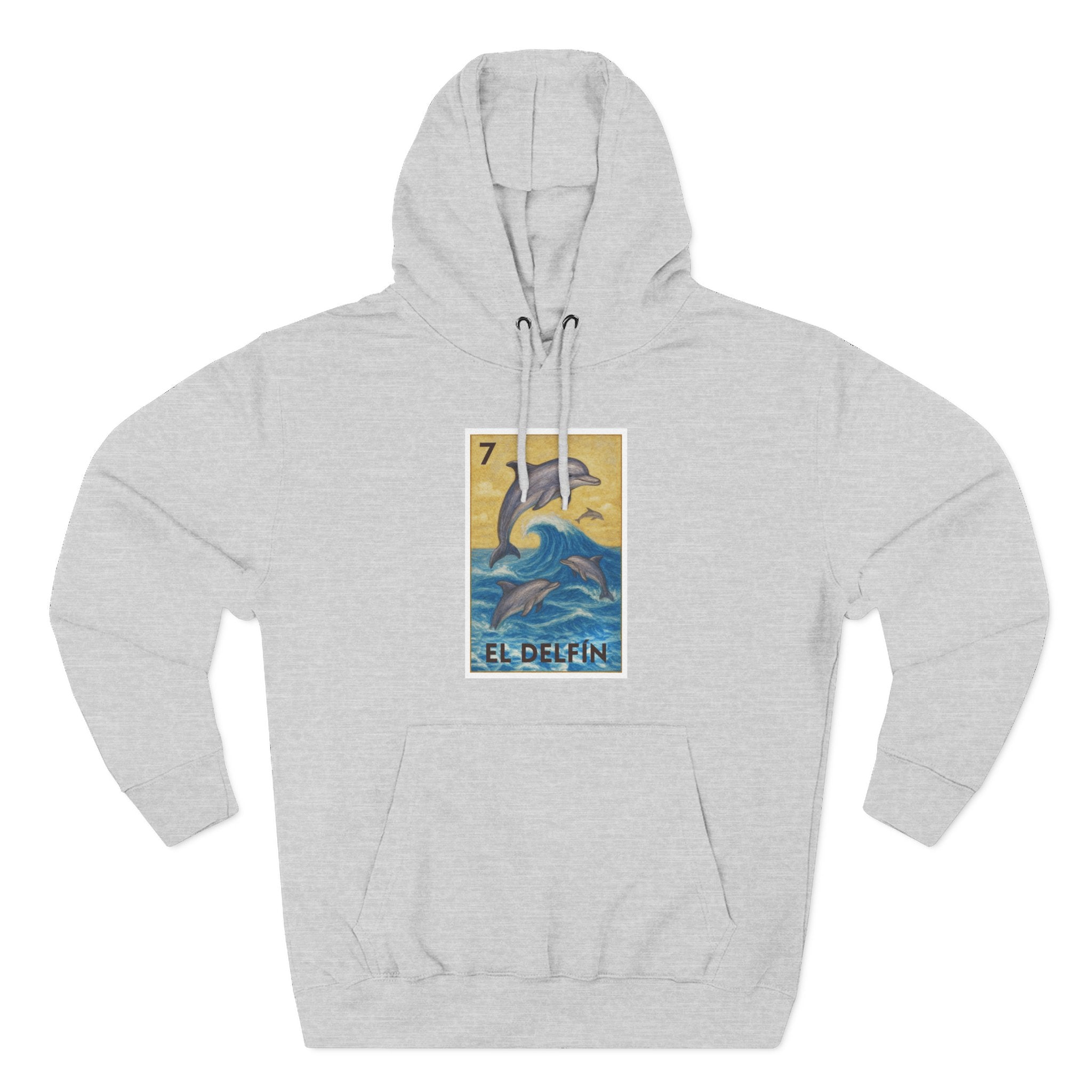 Dolphin Lotería Unisex - Pull-Over Cotton Blend Fleece Hoodie (El Delfín)