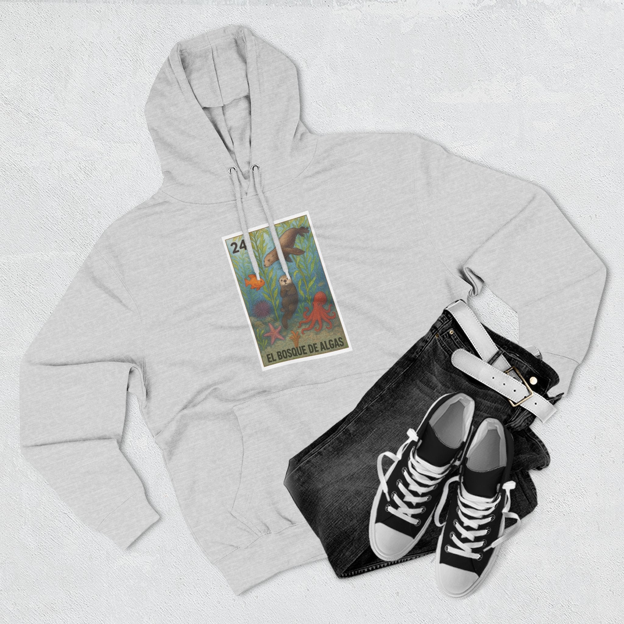 Kelp Forest Lotería Unisex - Pull-Over Cotton Blend Fleece Hoodie (El Bosque de Algas)