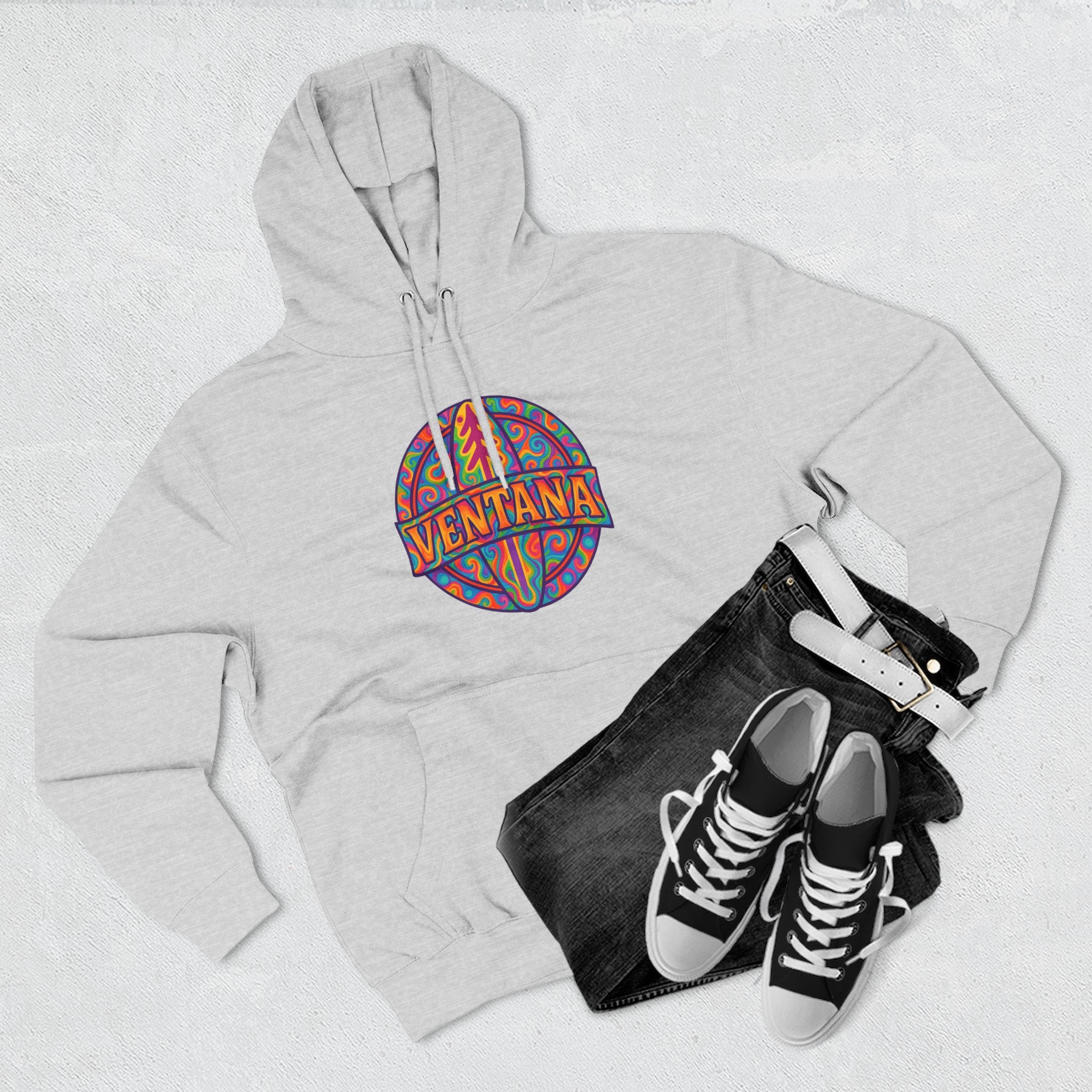 Ventana Psychedelic Treefish Logo Unisex - Pull-Over Cotton Blend Fleece Hoodie