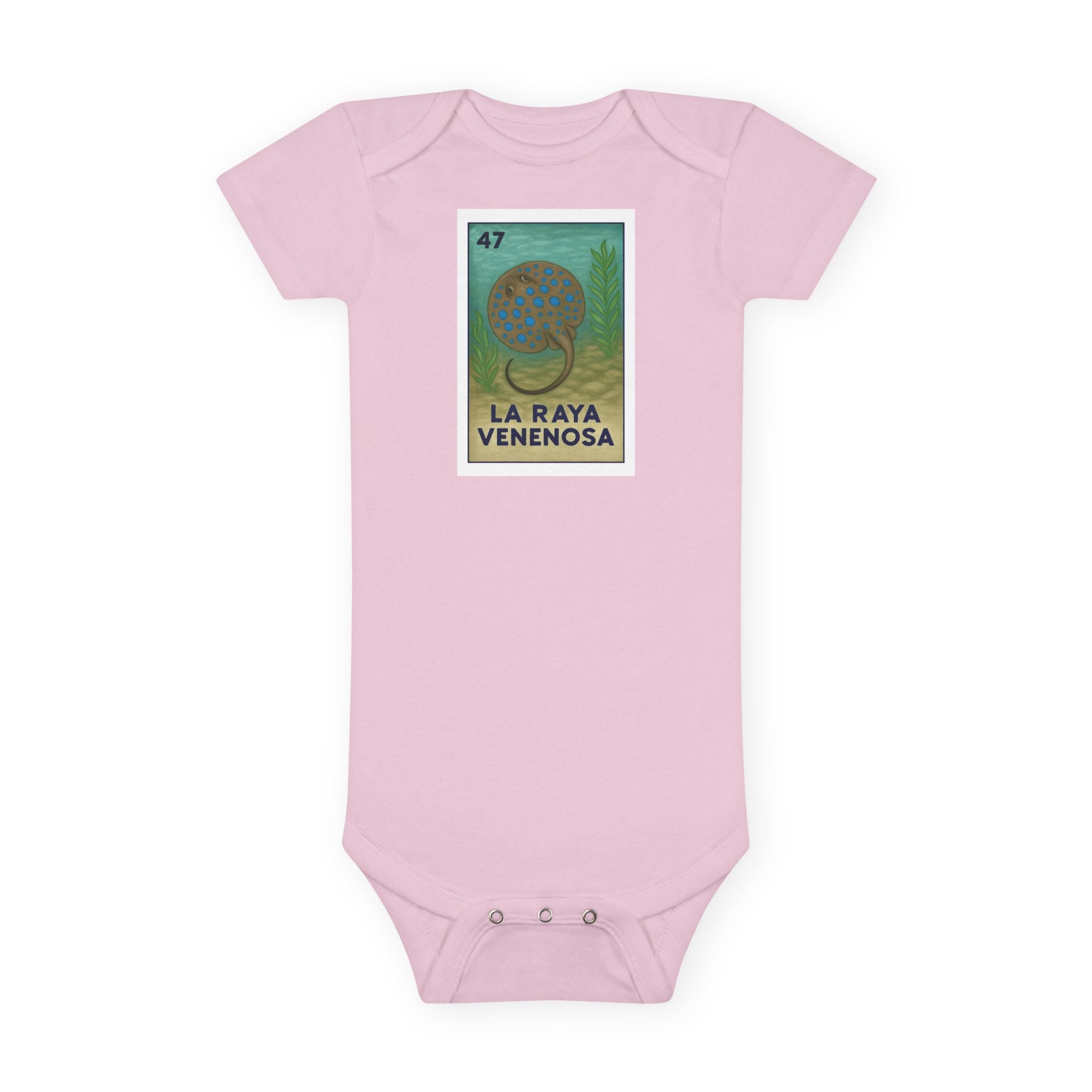 Stingray Lotería - Baby Short Sleeve 100% Cotton Onesie (La Raya Venenosa)