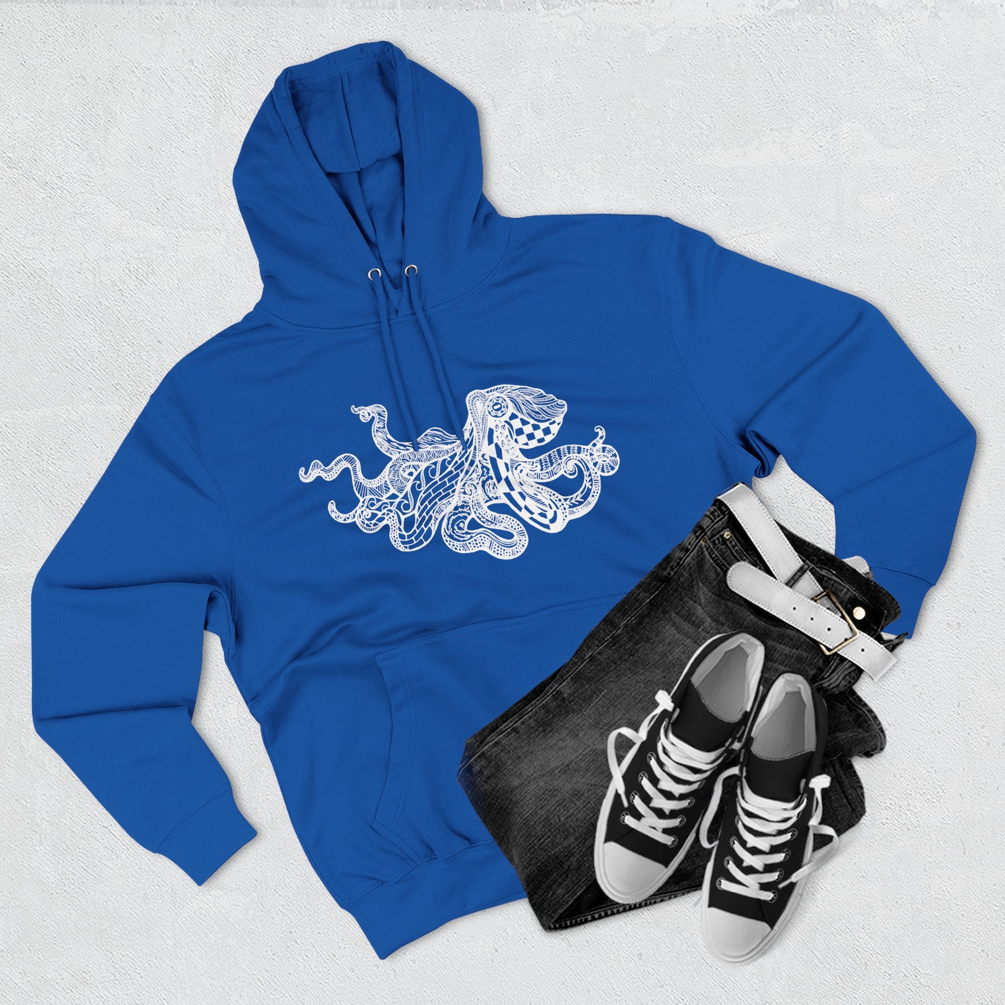 Ventangle Octopus Unisex - Pull-Over Cotton Blend Fleece Hoodie