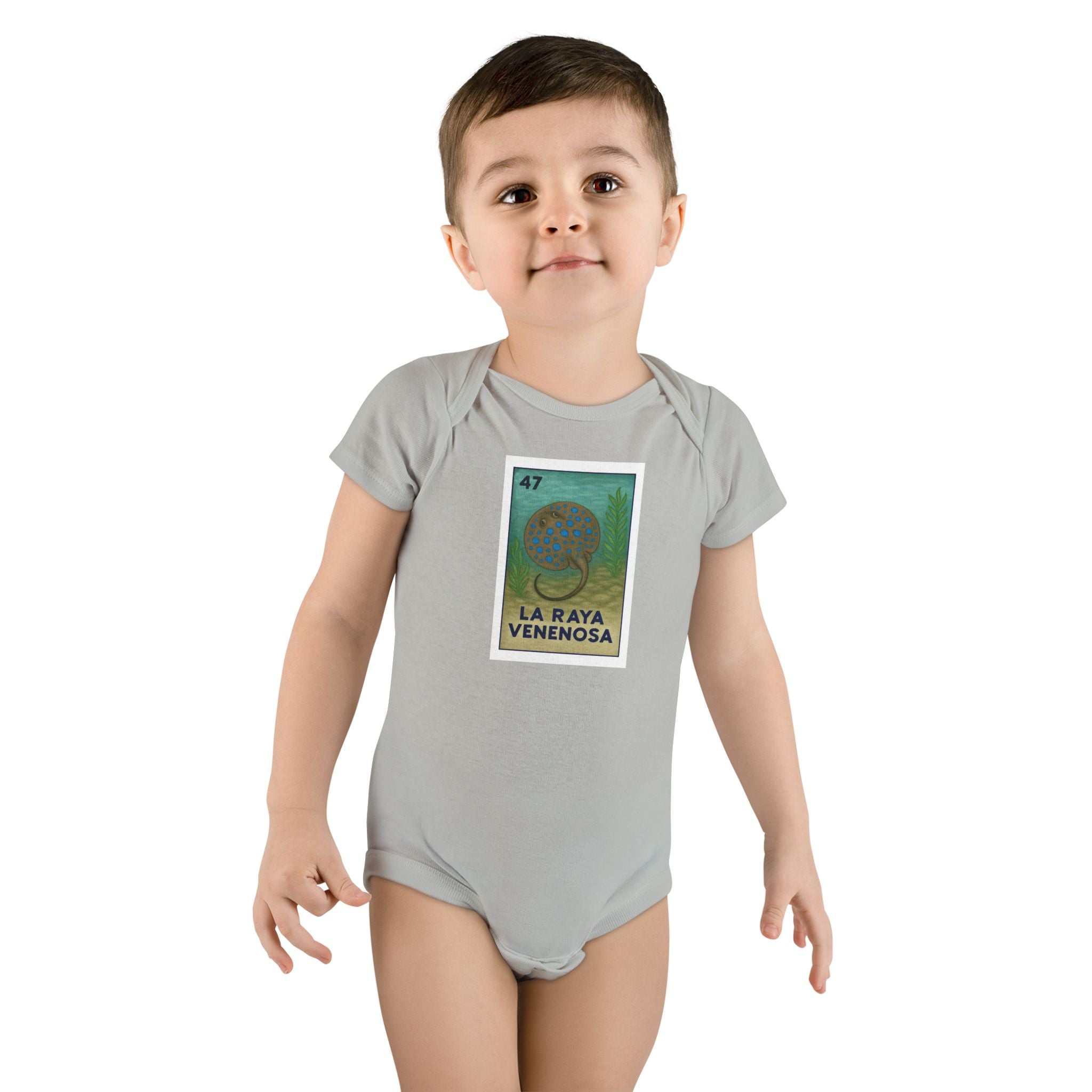 Stingray Lotería - Baby Short Sleeve 100% Cotton Onesie (La Raya Venenosa)