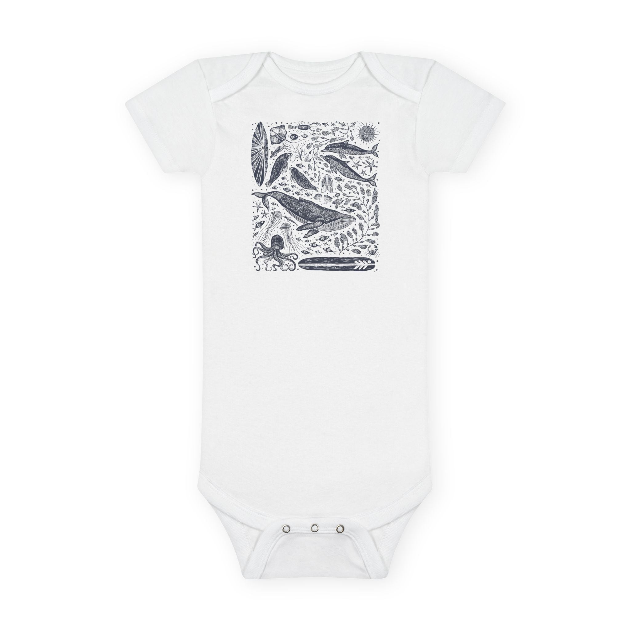 Ventana Marine Life by Lili Arnold - Baby Short Sleeve 100% Cotton Onesie