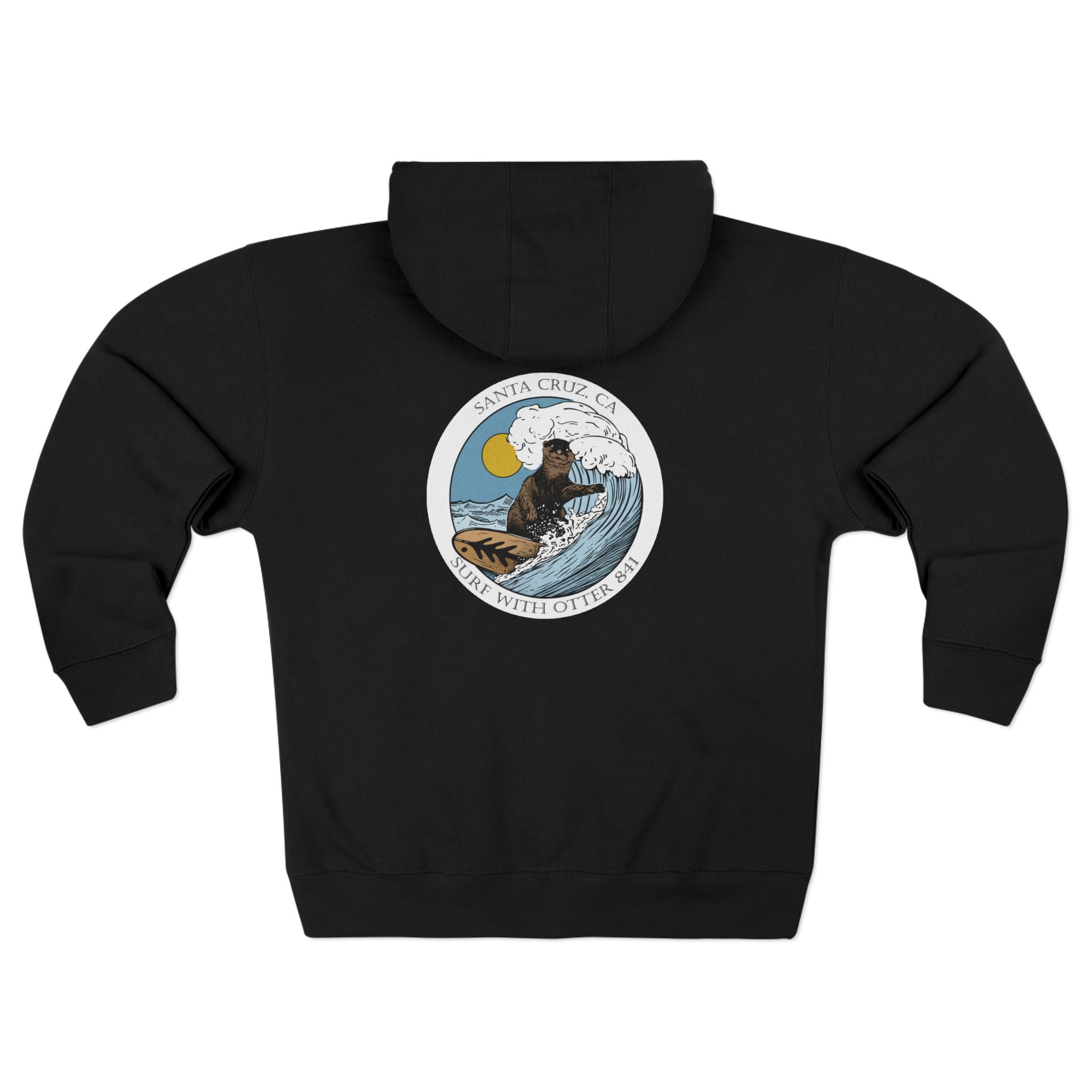 Surf with Otter 841 by Thiago Bianchini Unisex - Zip Cotton Blend Fleece Hoodie