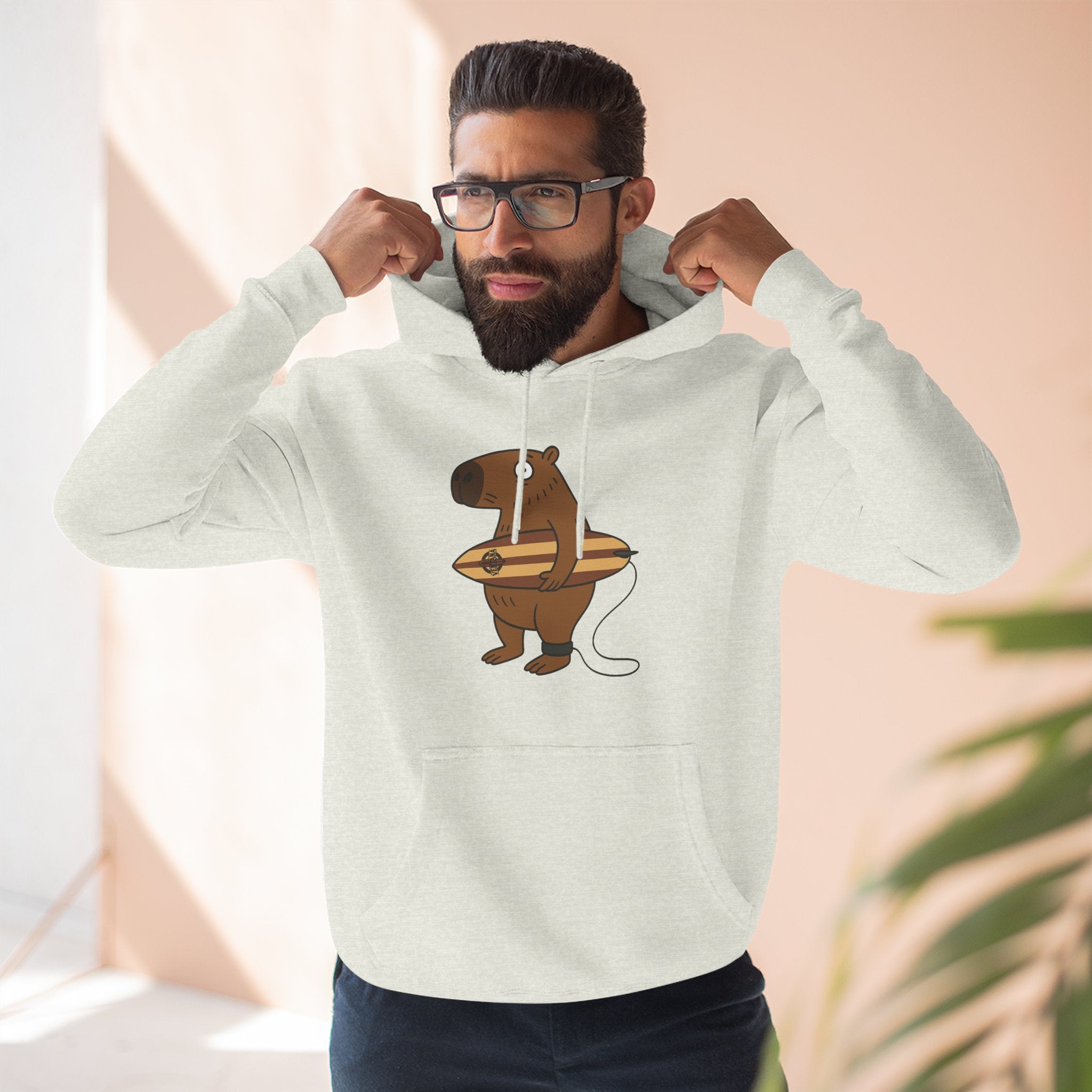 Capybara Surfer Unisex - Pull-Over Cotton Blend Fleece Hoodie