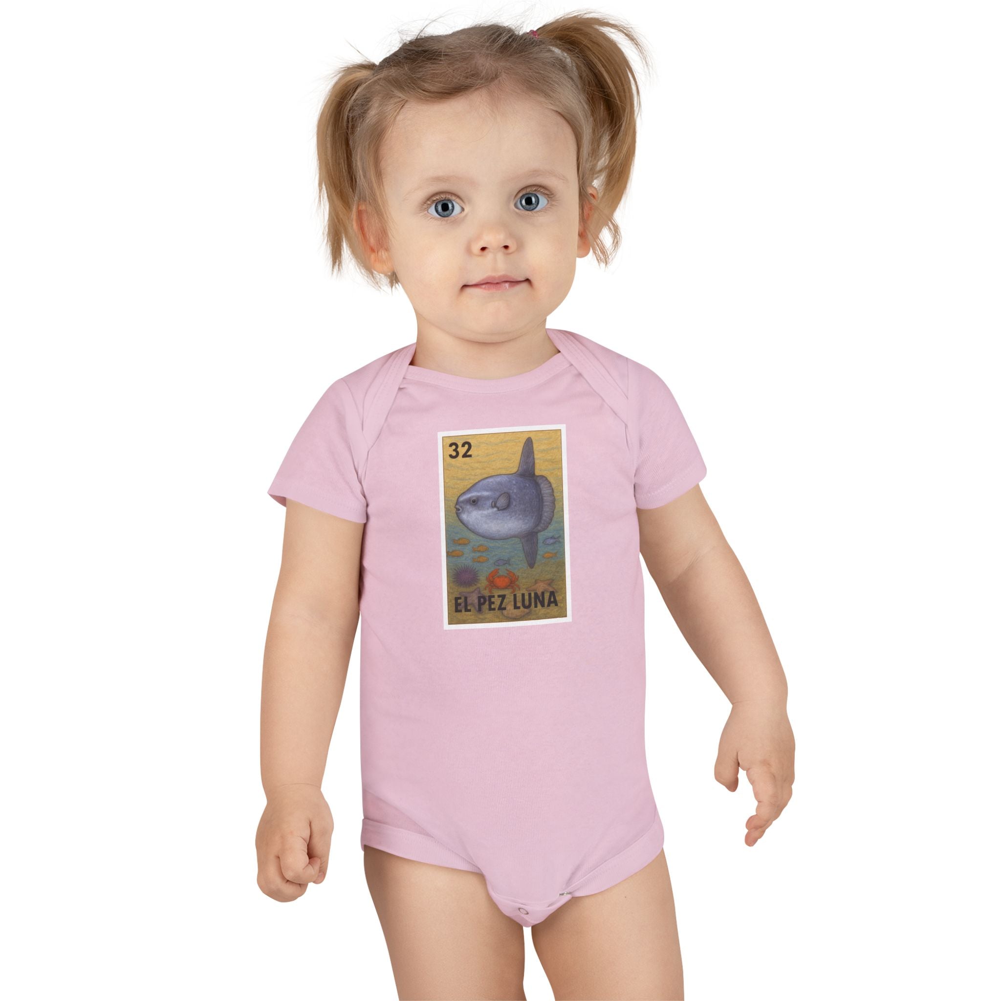 Sunfish Lotería - Baby Short Sleeve 100% Cotton Onesie (El Pez Luna)
