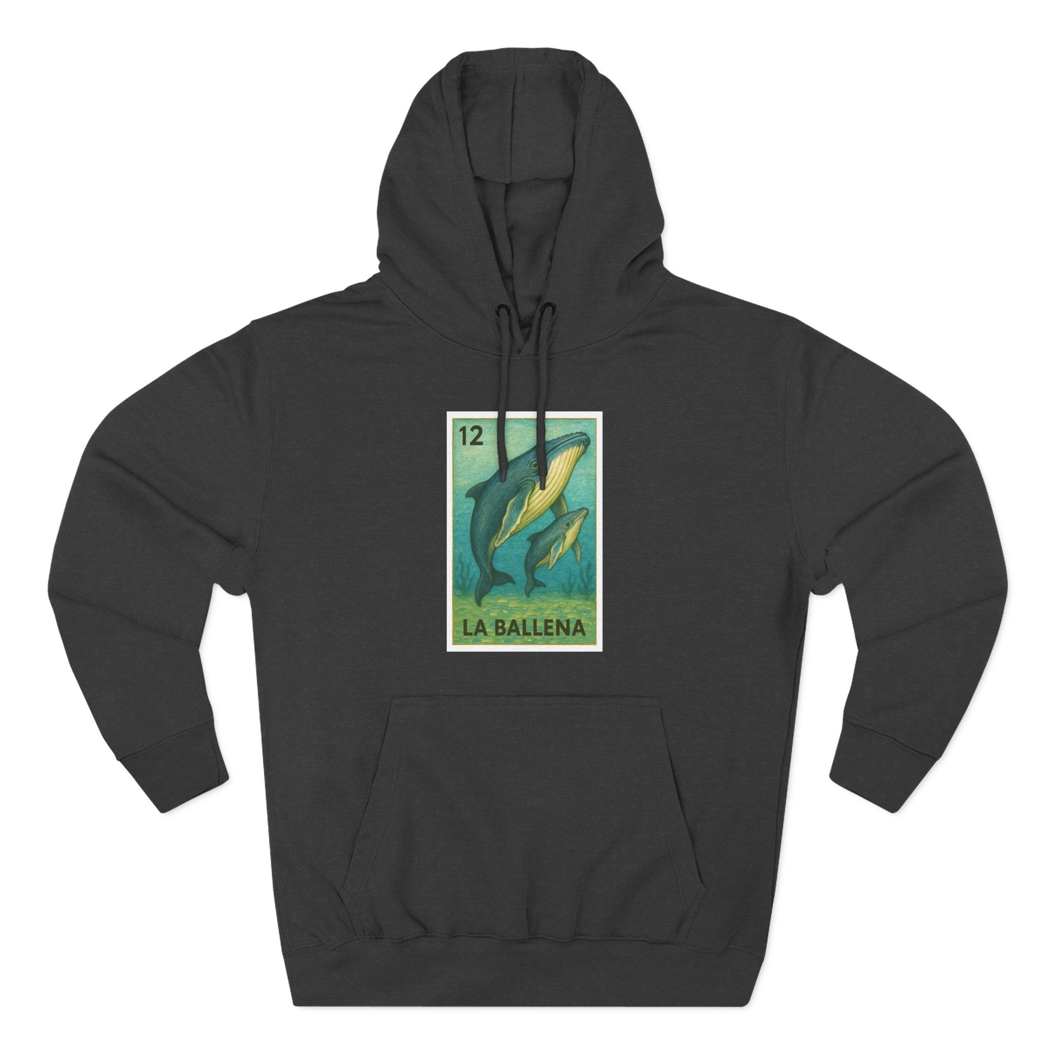 Whale Lotería Unisex - Pull-Over Cotton Blend Fleece Hoodie (La Ballena)