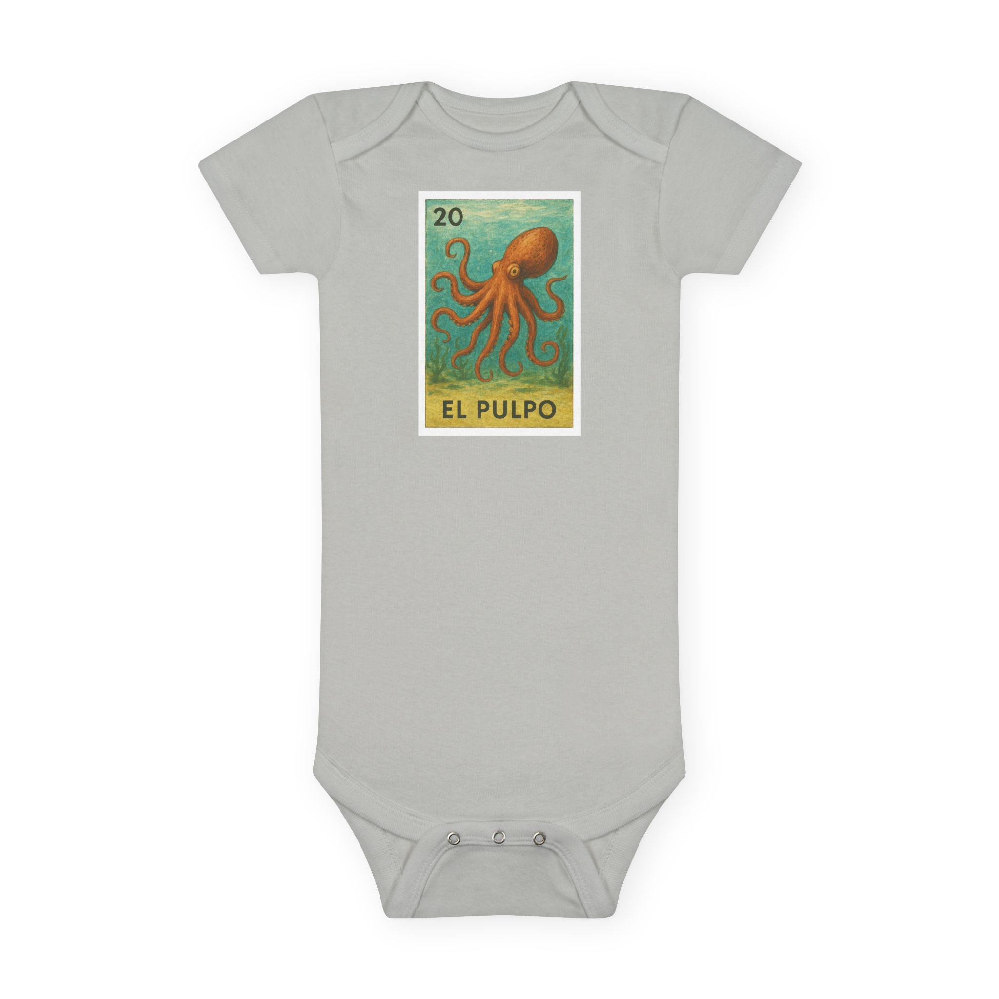 Octopus Lotería - Baby Short Sleeve 100% Cotton Onesie (El Pulpo)