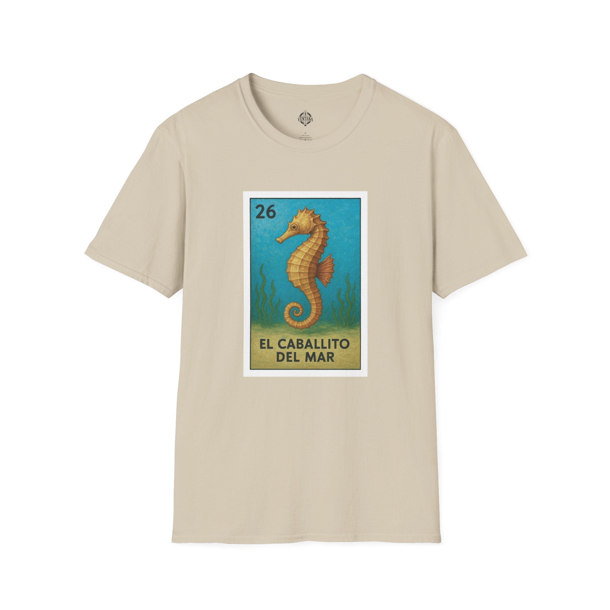 Seahorse Lotería Unisex - Soft Style U.S. Cotton T-Shirt (El Caballito del Mar)