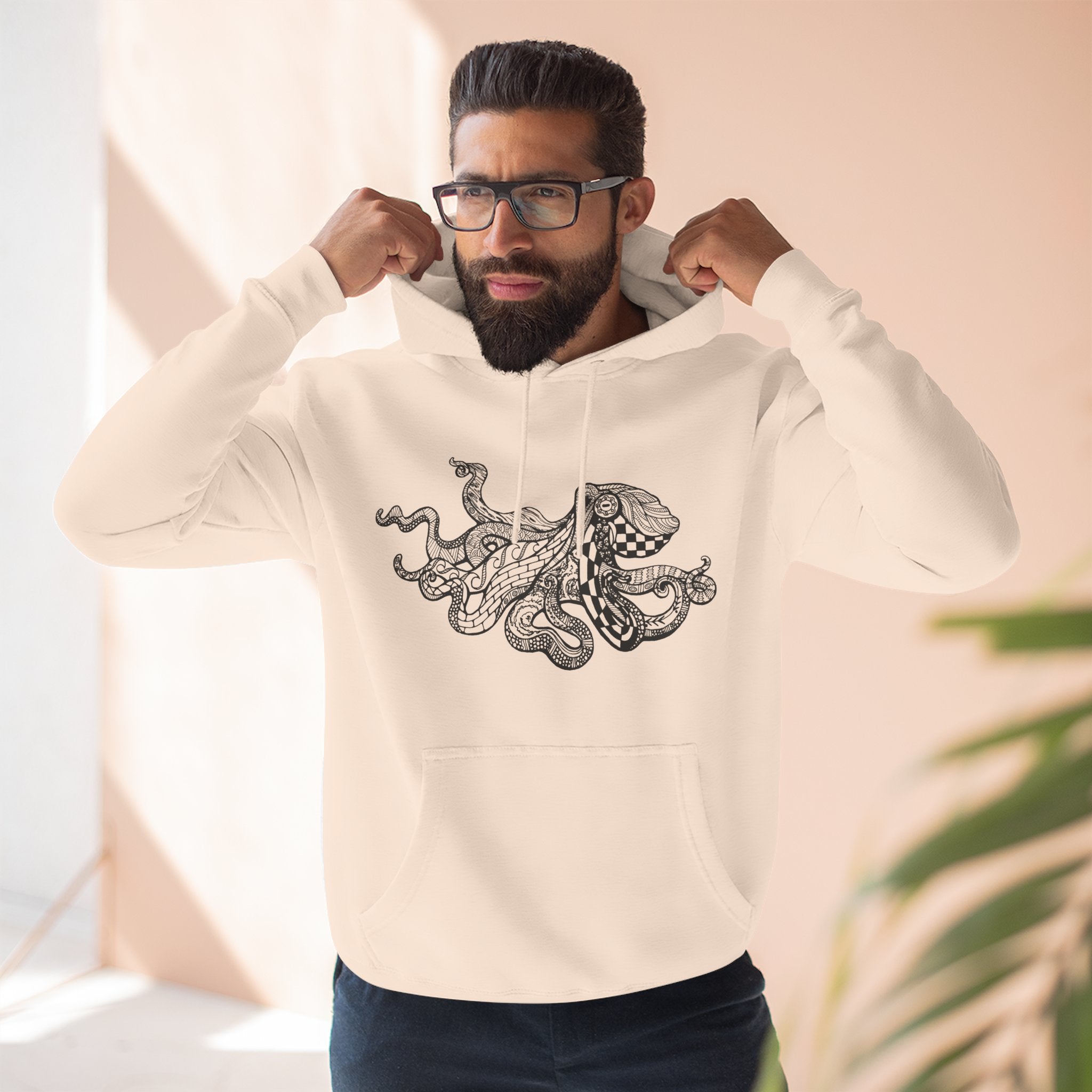 Ventangle Octopus Unisex - Pull-Over Cotton Blend Fleece Hoodie