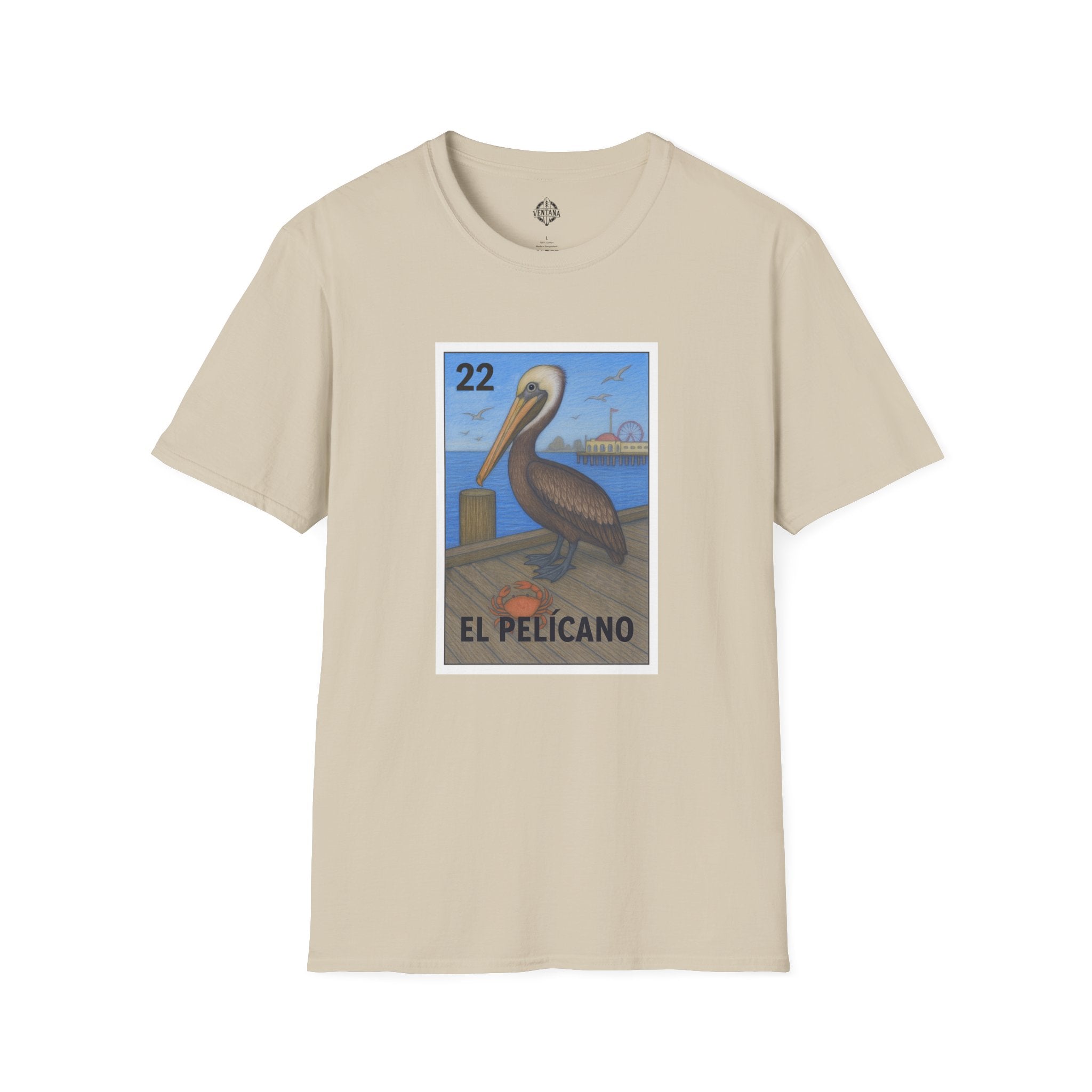 Pelican Lotería Unisex - Soft Style U.S. Cotton T-Shirt (El Pelícano)