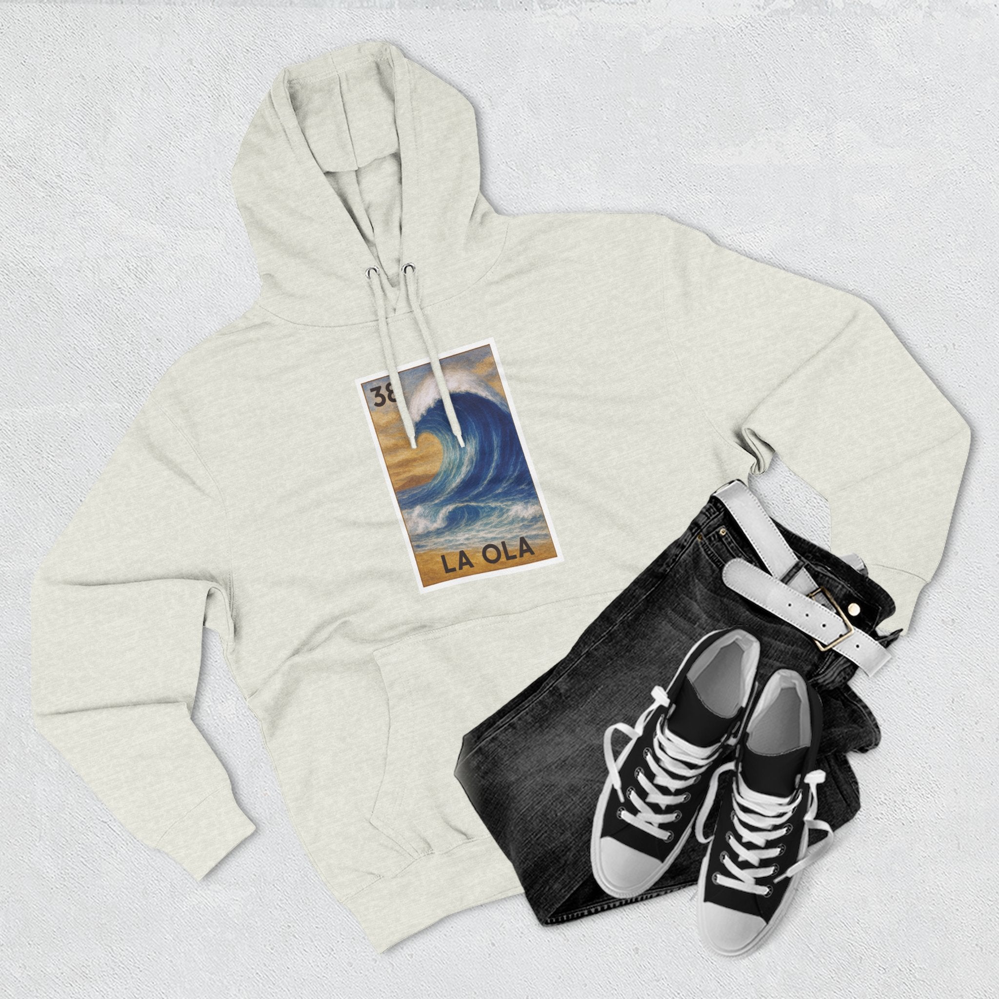 Wave Lotería Unisex - Pull-Over Cotton Blend Fleece Hoodie (La Ola)