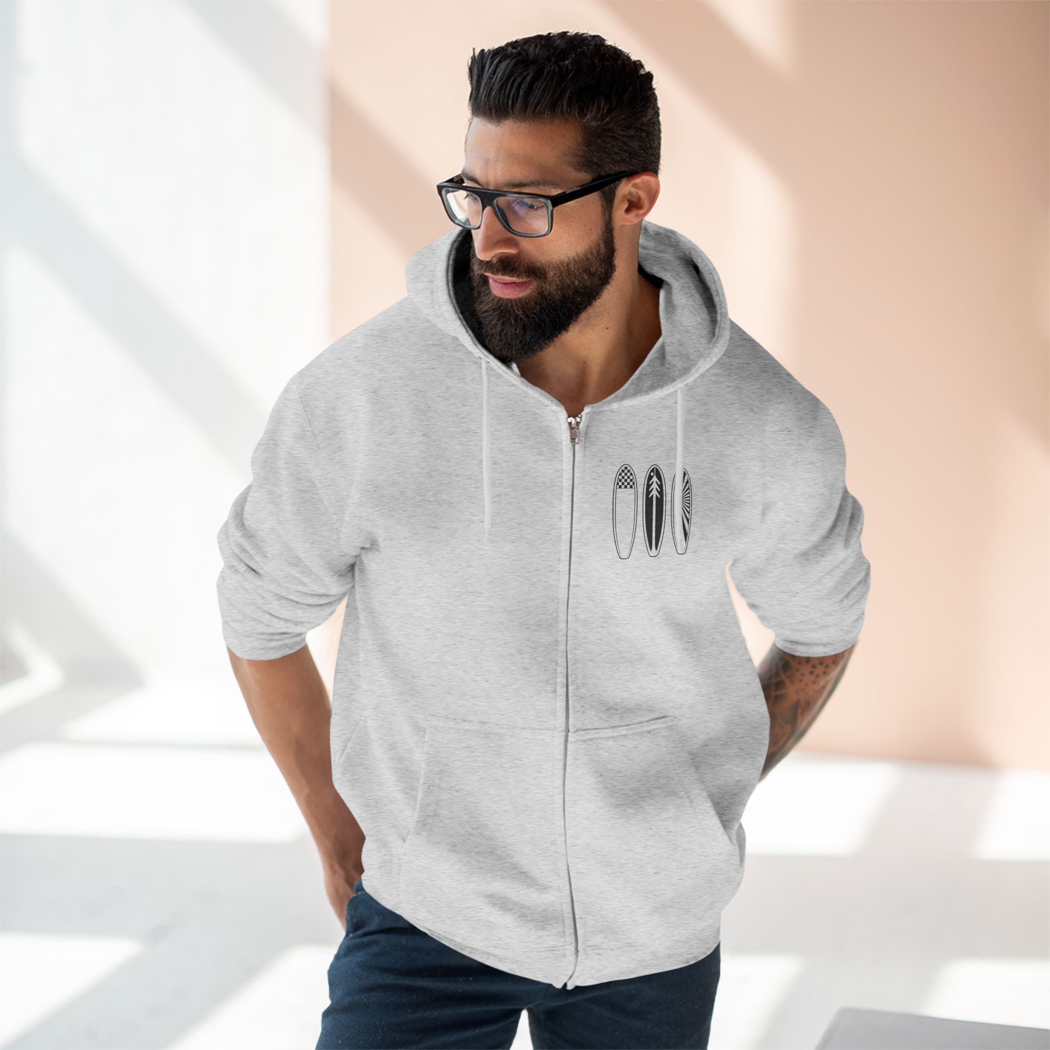 Ventana Three Board Unisex - Zip Cotton Blend Fleece Hoodie
