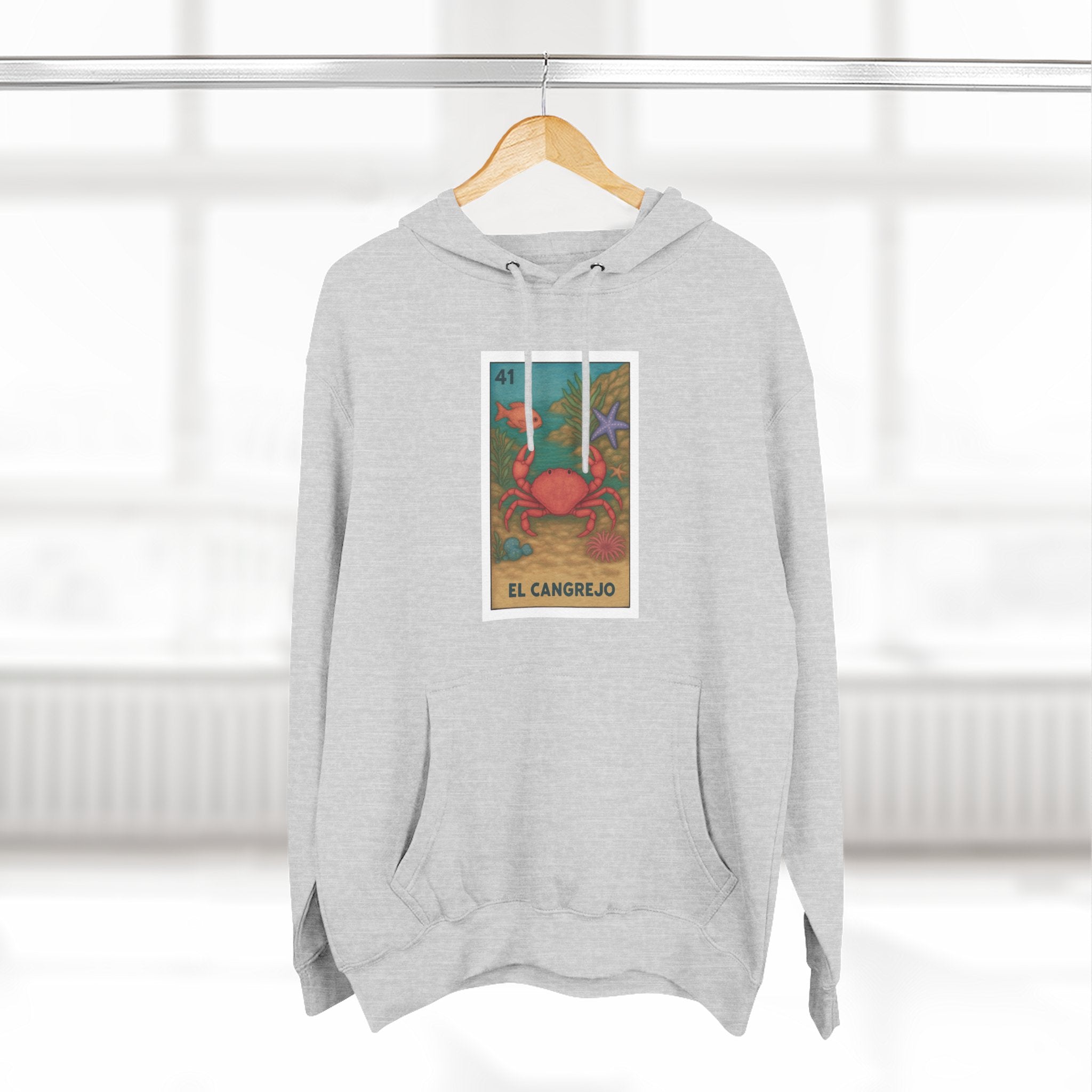 Crab Lotería Unisex - Pull-Over Cotton Blend Fleece Hoodie (El Cangrejo)