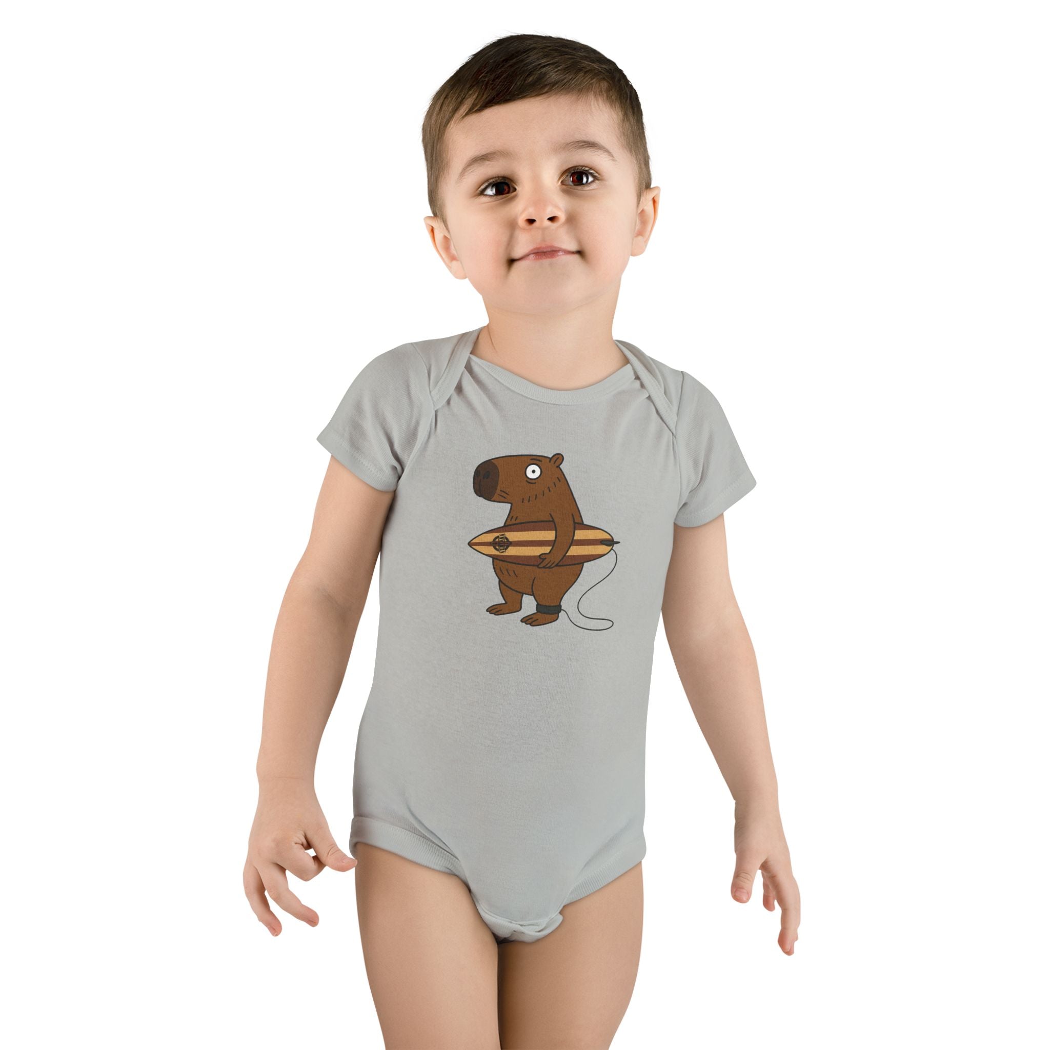 Capybara Surfer - Baby Short Sleeve 100% Cotton Onesie