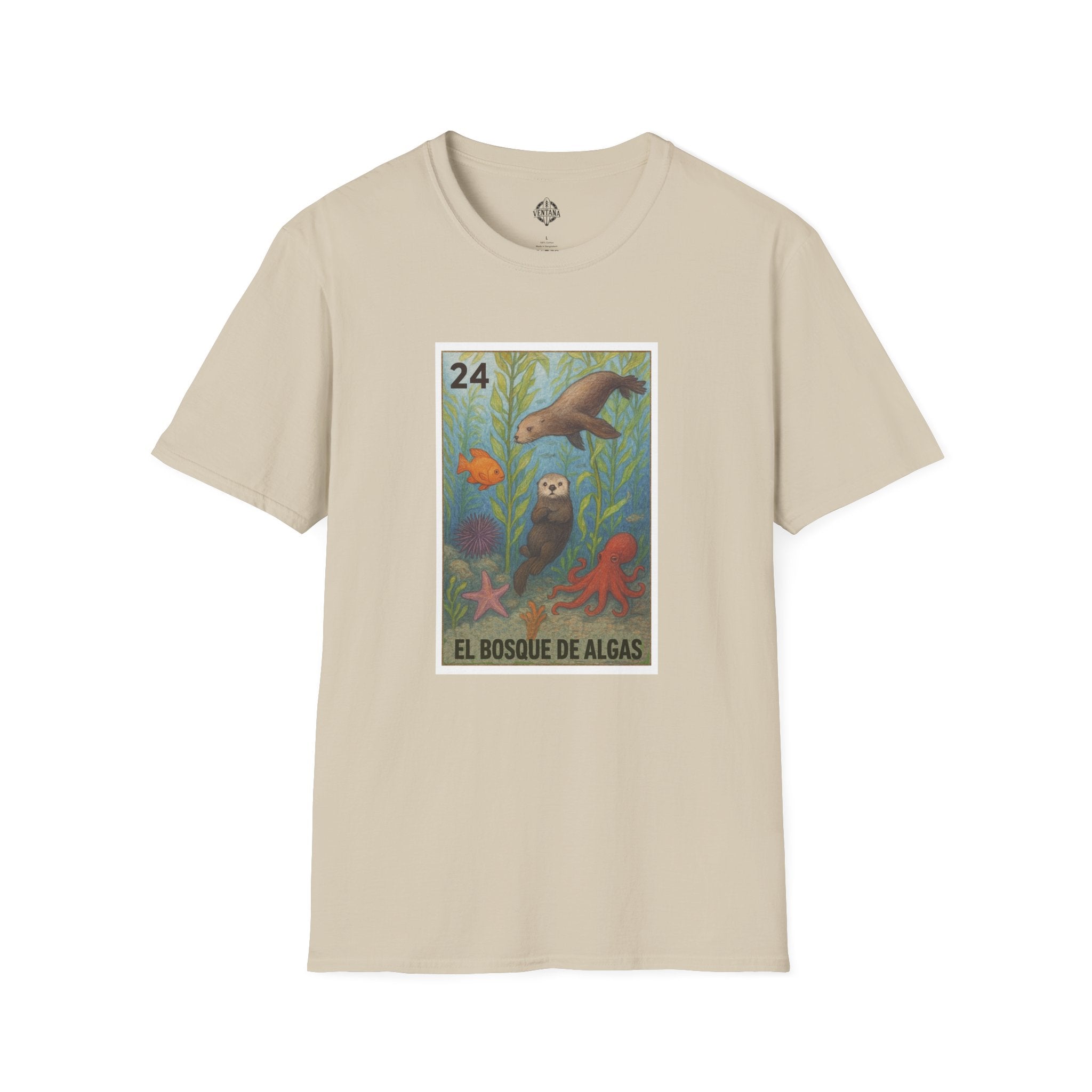 Kelp Forest Lotería Unisex - Soft Style U.S. Cotton T-Shirt (El Bosque de Algas)