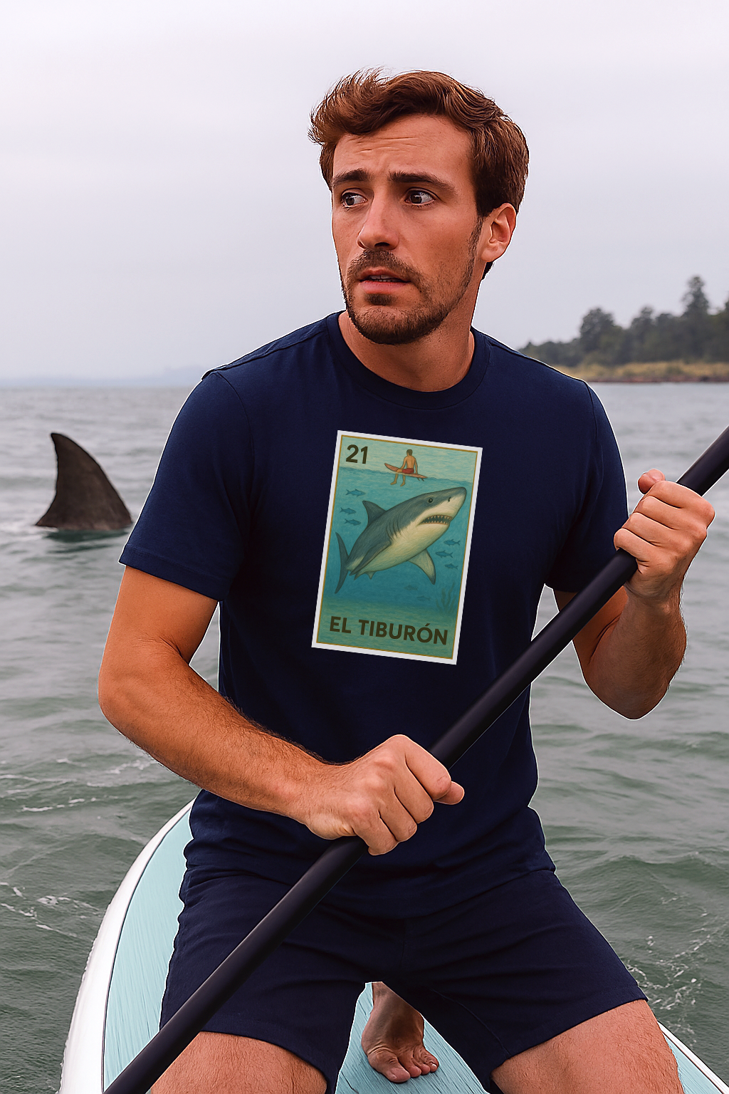 Shark Lotería Unisex - Soft Style U.S. Cotton T-Shirt (El Tiburón)